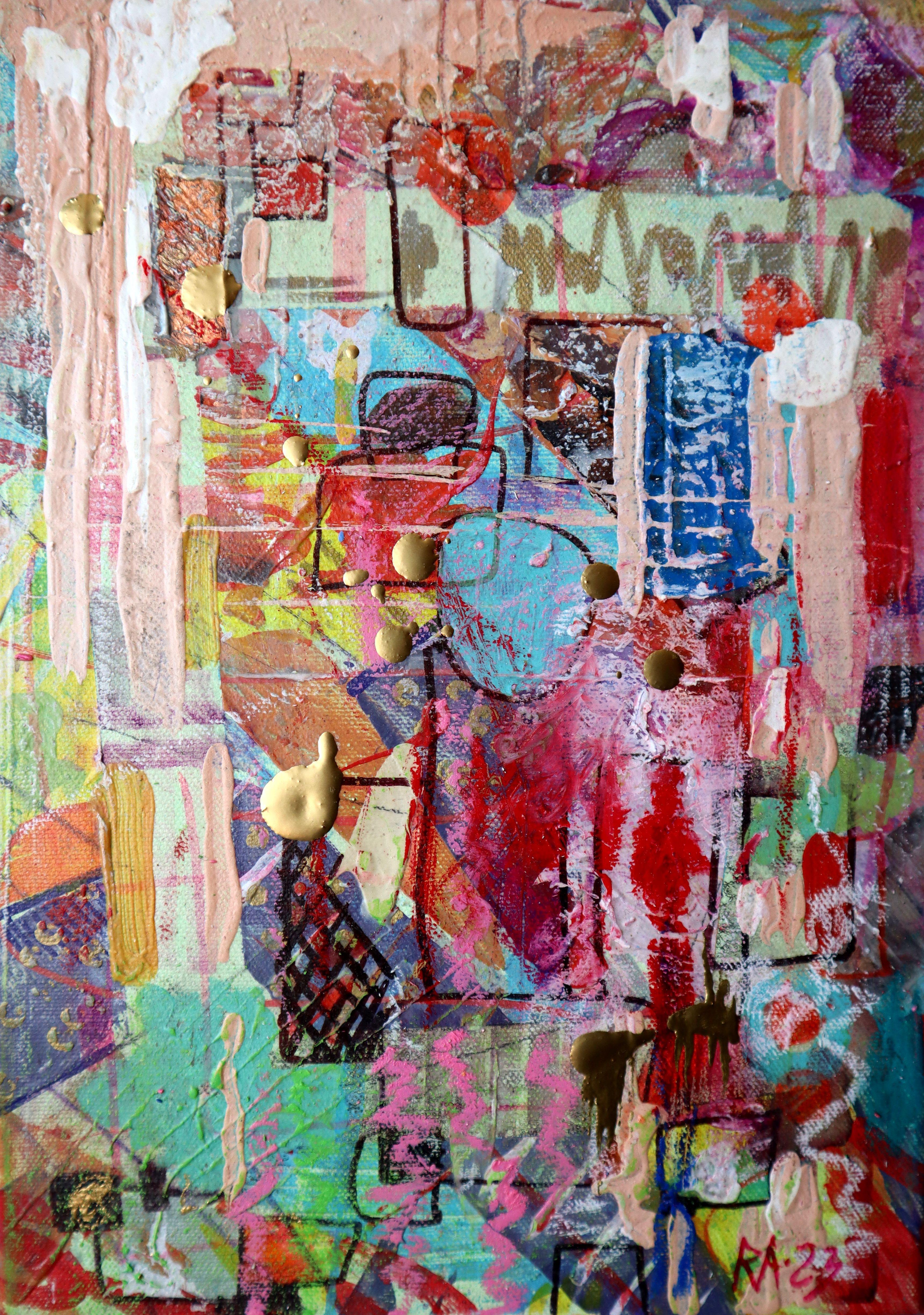 Stadt 16. Abstraktes Originalgemälde (Abstrakter Impressionismus), Painting, von RAKHMET REDZHEPOV (RAMZI)