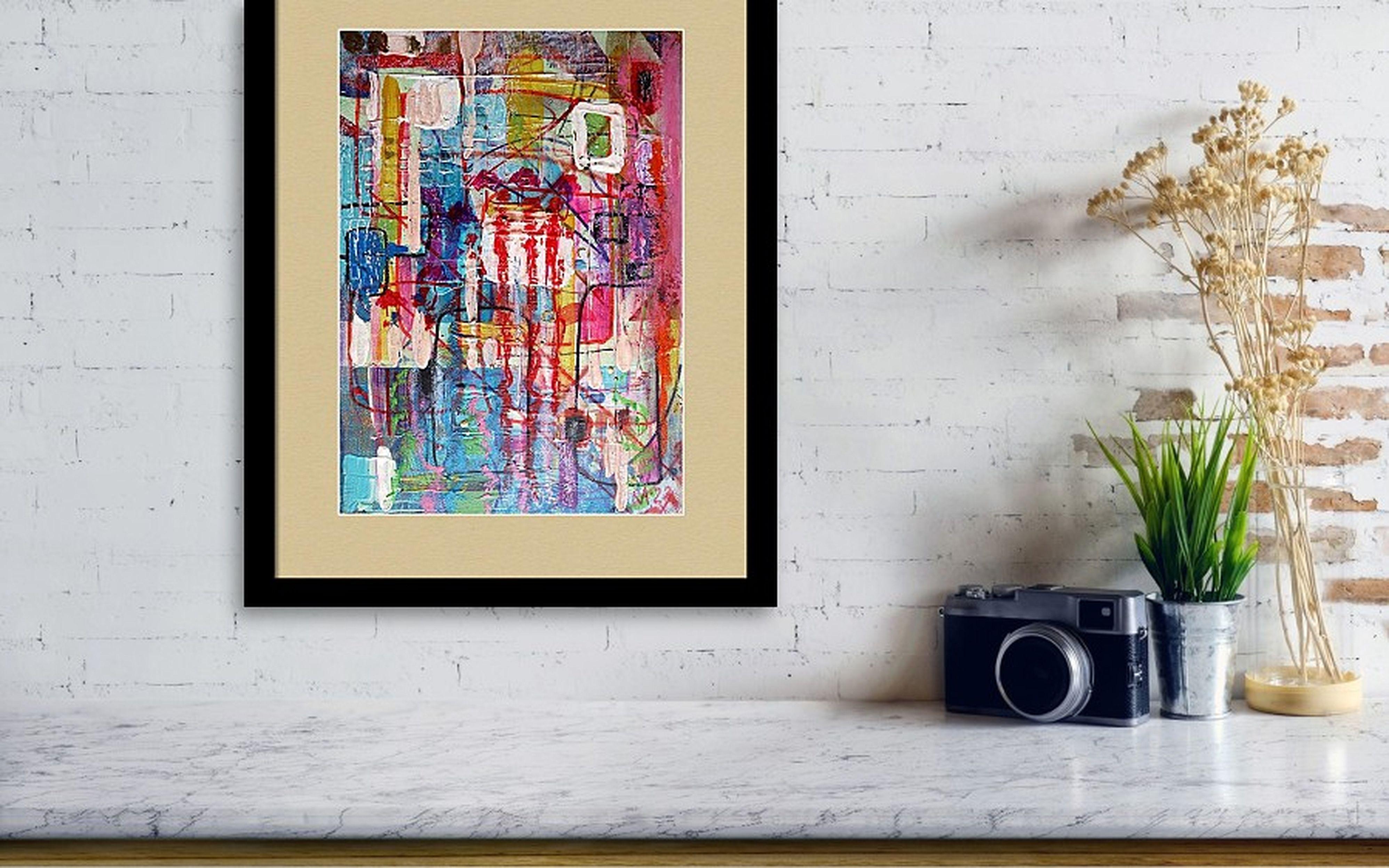 Stadt 17. Abstraktes Originalgemälde (Grau), Abstract Painting, von RAKHMET REDZHEPOV (RAMZI)