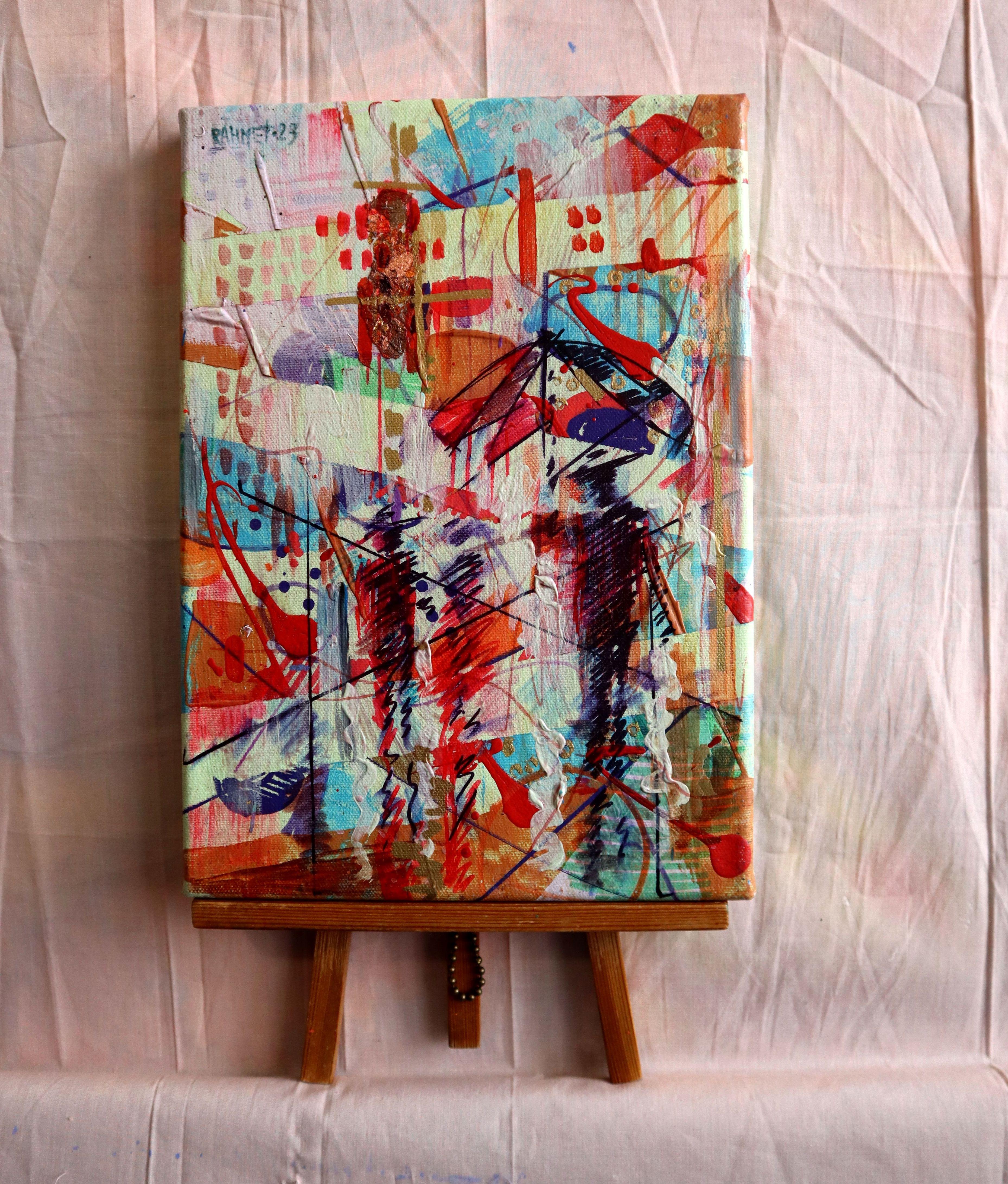 City 2. Abstraktes Originalgemälde – Painting von RAKHMET REDZHEPOV (RAMZI)