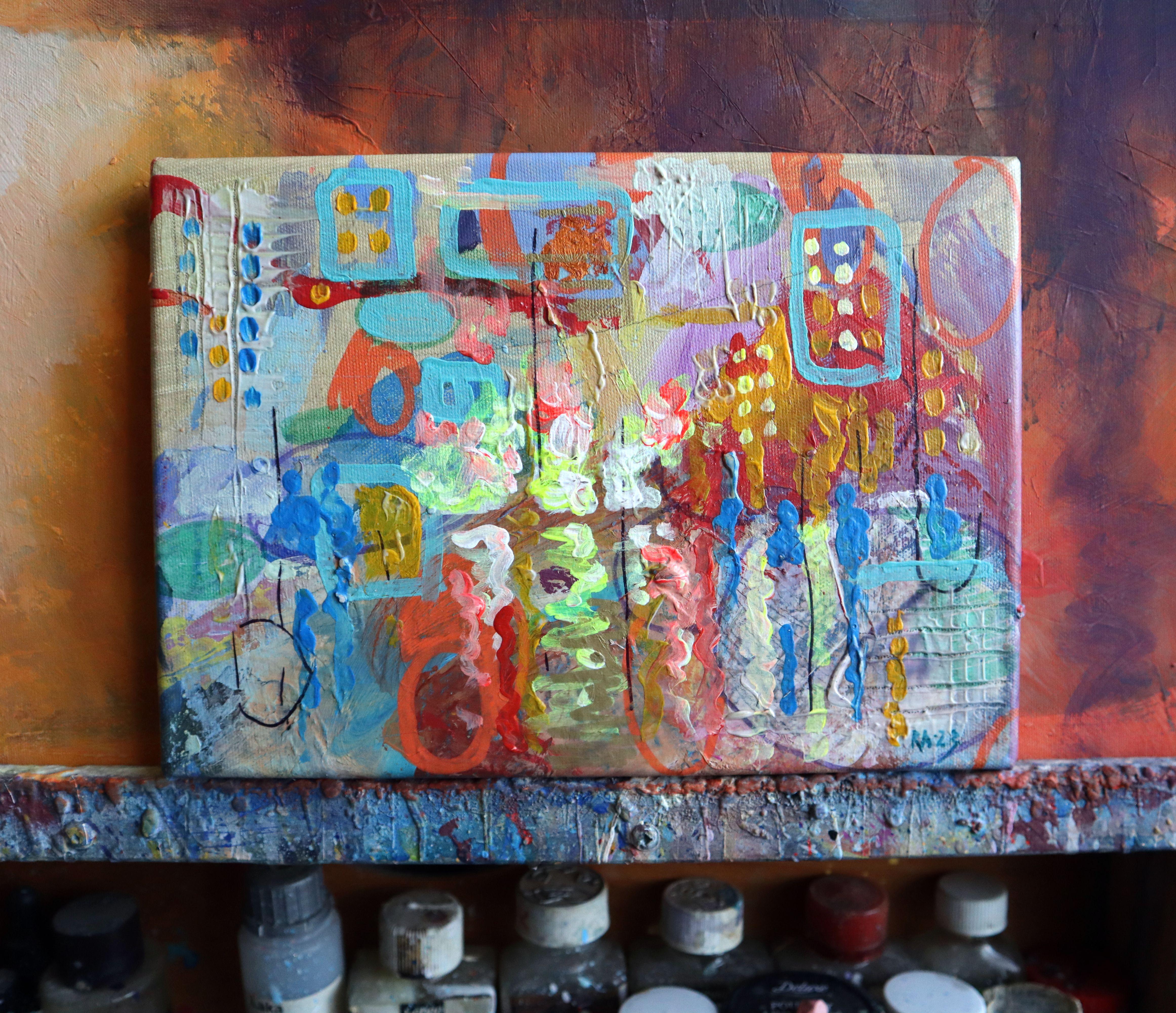 City 6. Peinture originale abstraite en vente 9