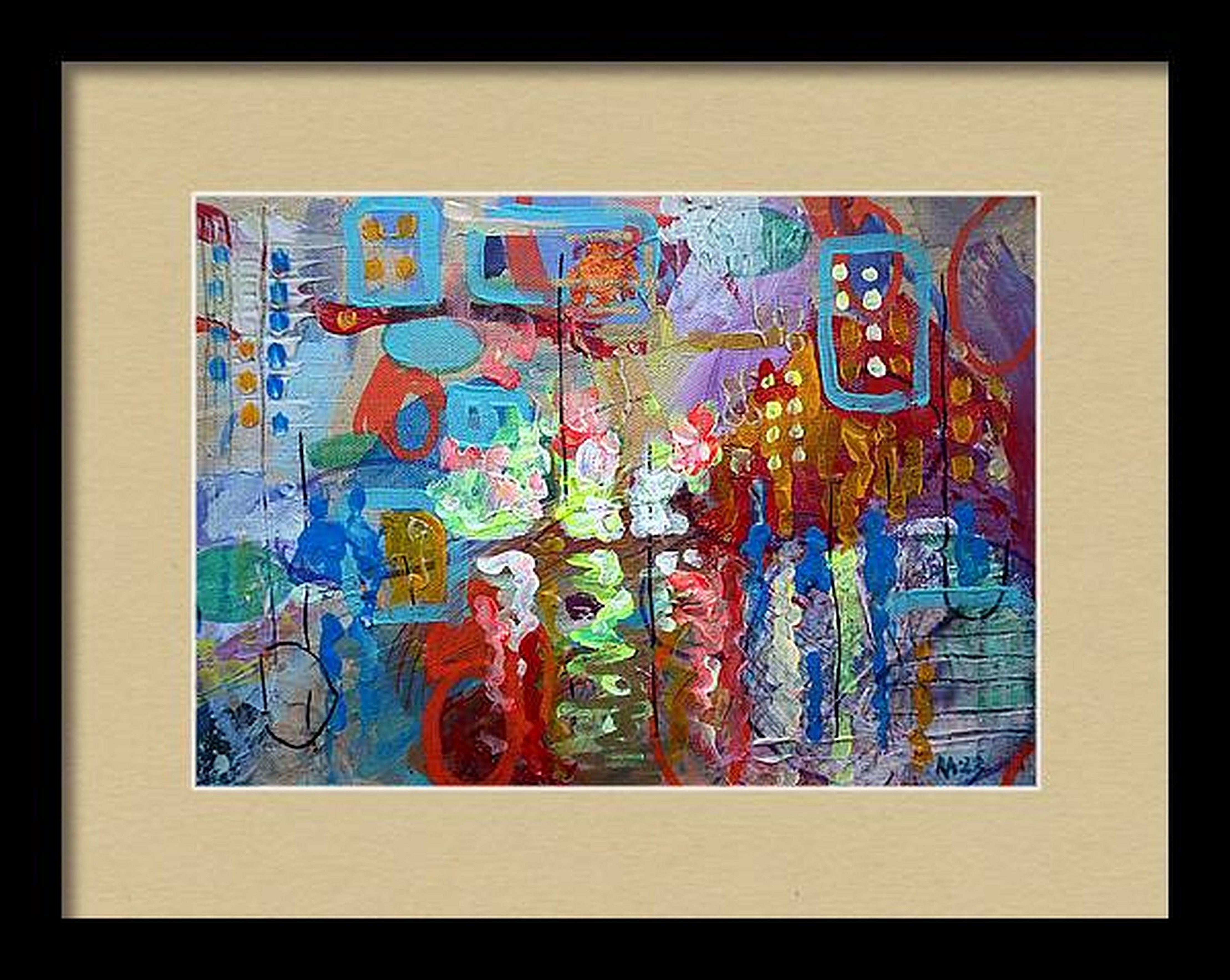 Dans cette tapisserie vibrante de couleurs et de formes, j'ai canalisé ma passion dans chaque trait, en mélangeant des acryliques, des huiles et des crayons de couleur pour créer une symphonie d'énergie abstraite. Cette pièce est une exploration de