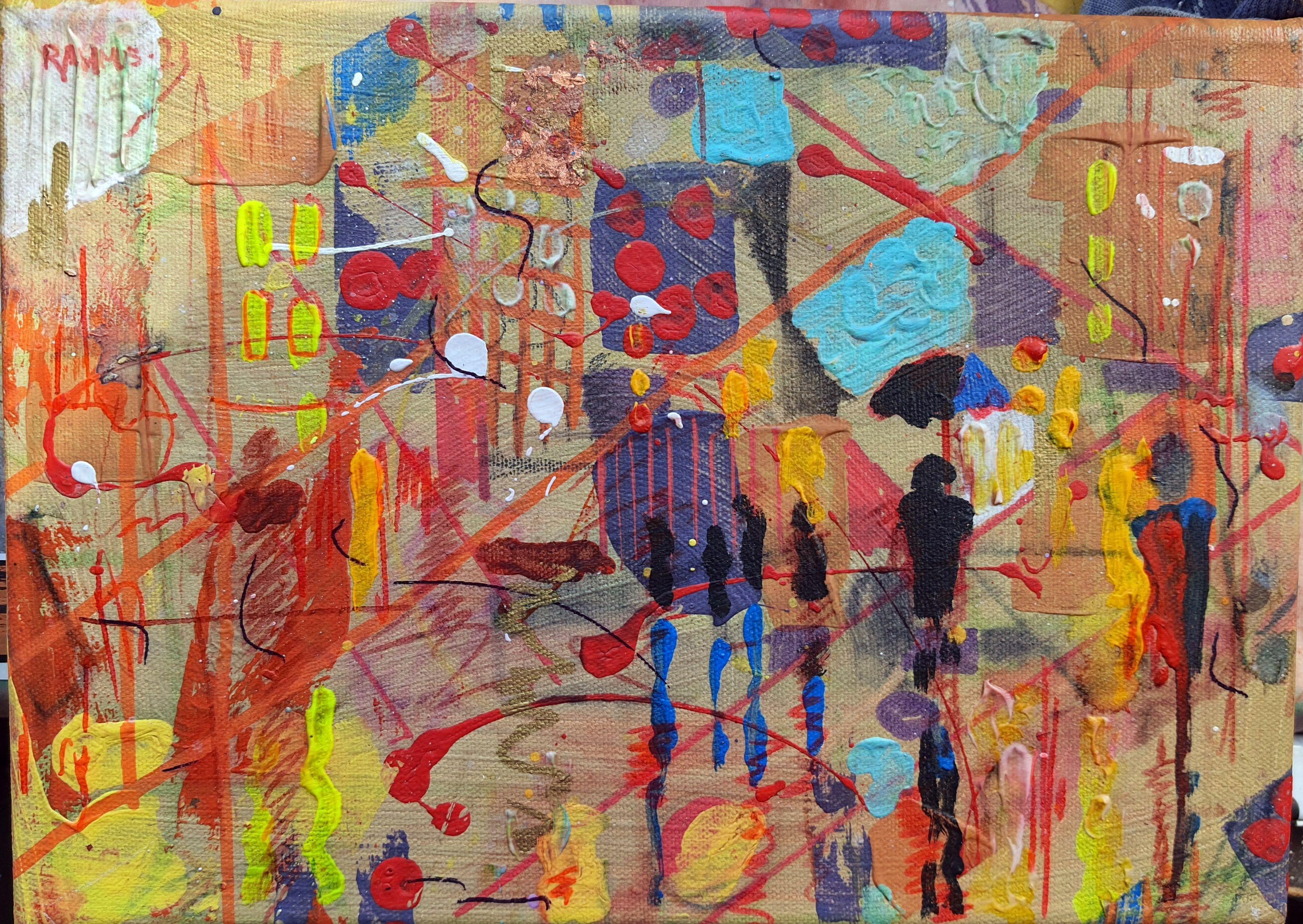 City 7. Abstraktes Originalgemälde – Painting von RAKHMET REDZHEPOV (RAMZI)