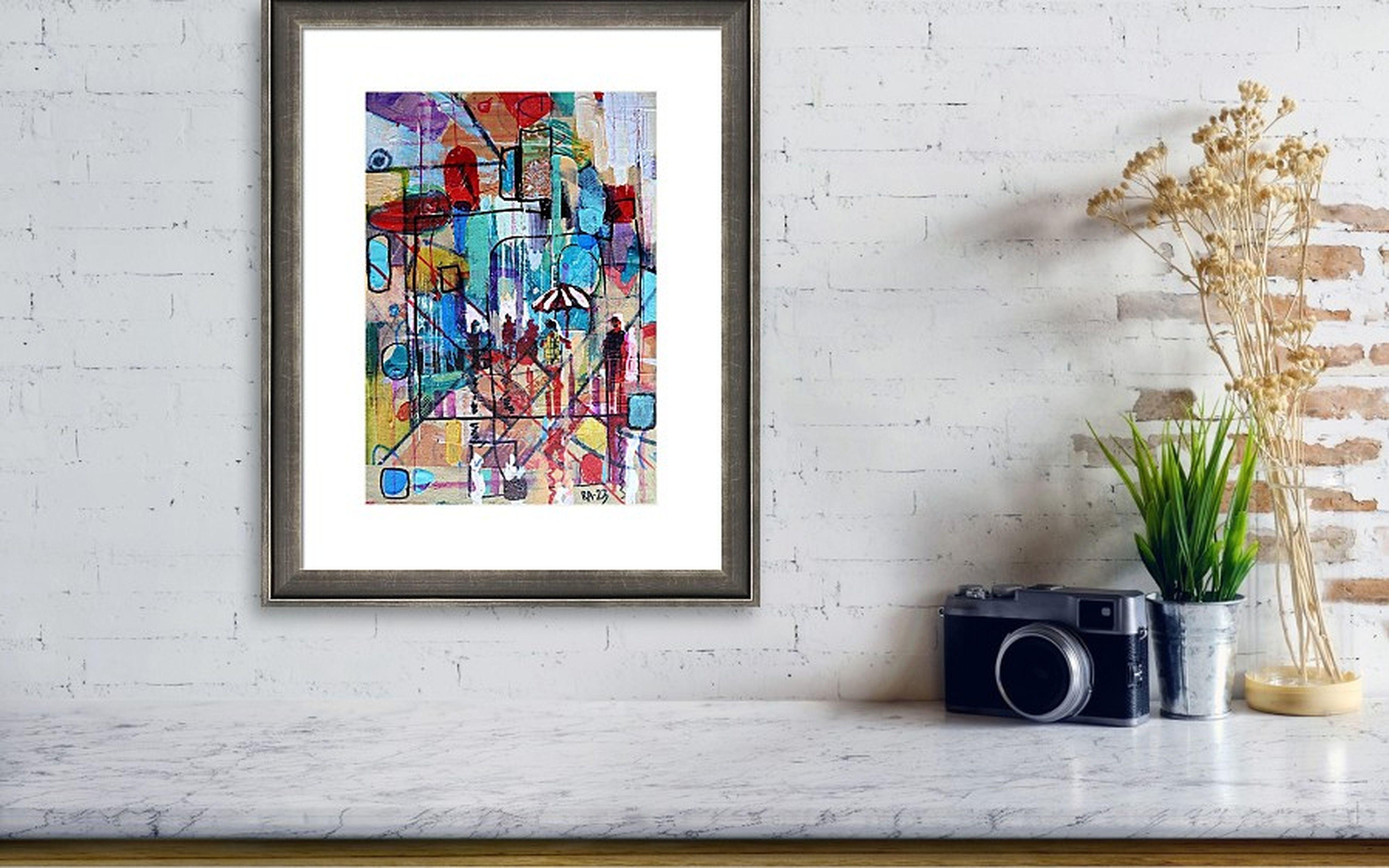 City 9. Abstraktes Originalgemälde – Painting von RAKHMET REDZHEPOV (RAMZI)