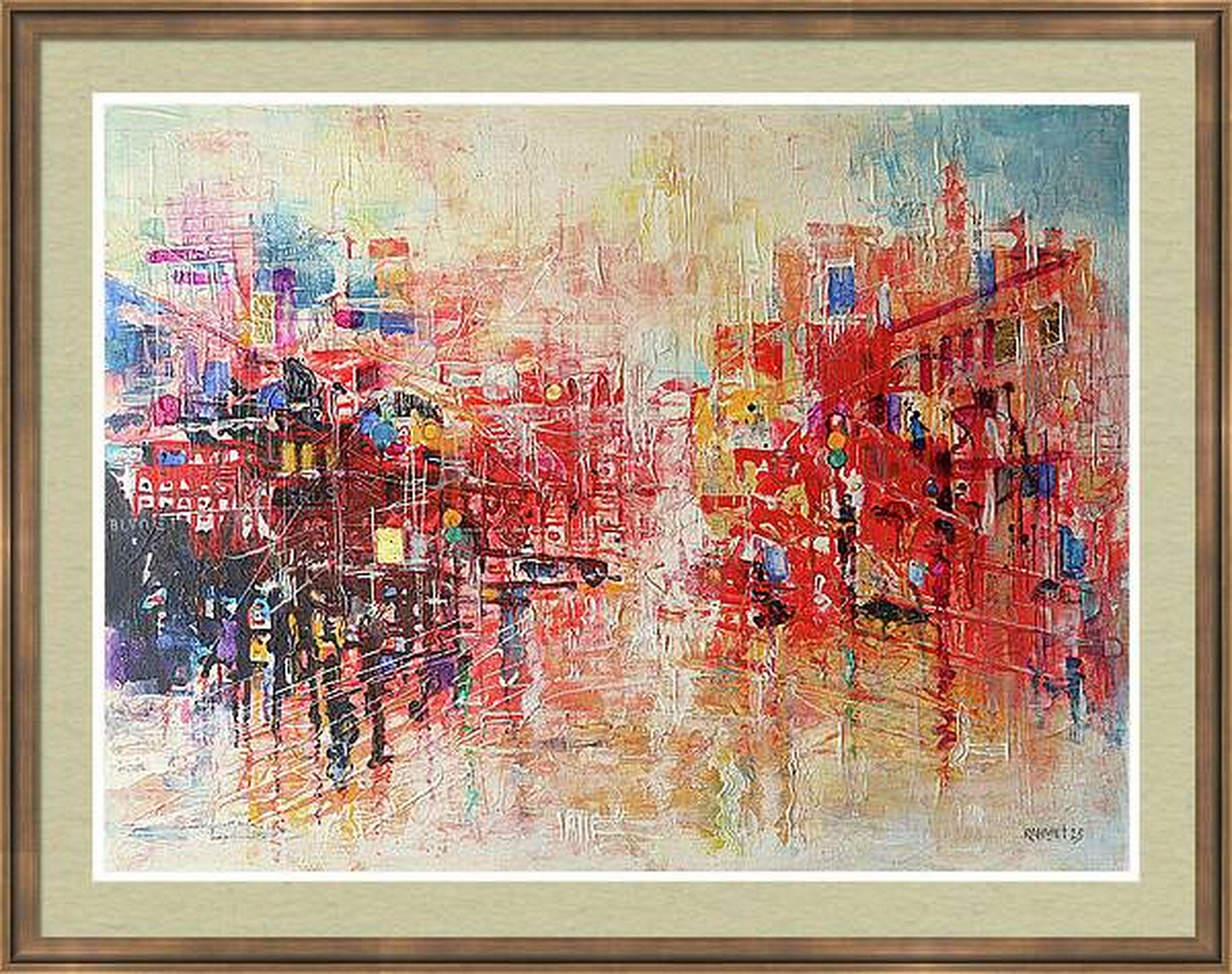 The City After the Rain 2 (Beige), Landscape Painting, von RAKHMET REDZHEPOV (RAMZI)