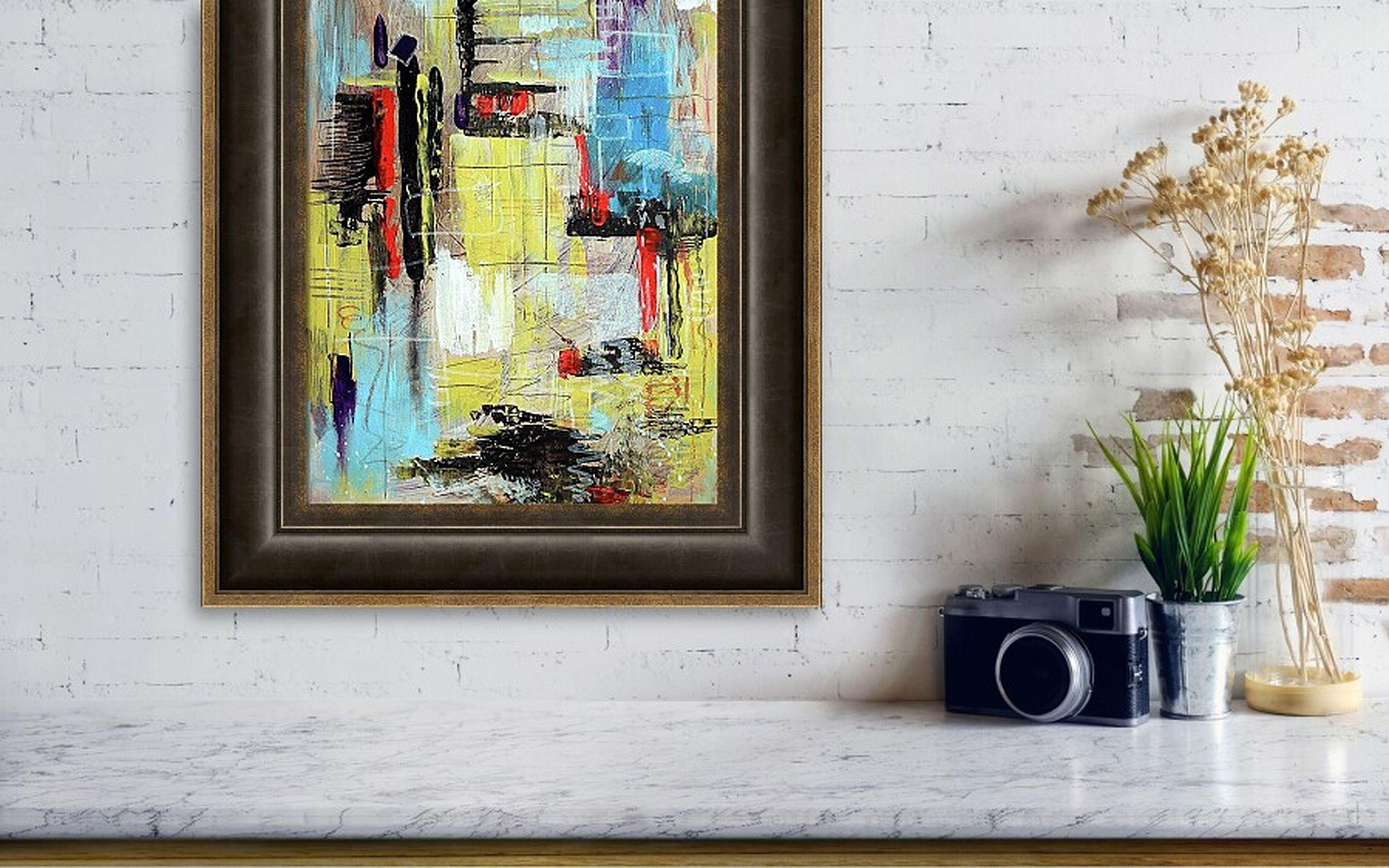 The City After the Rain. Abstraktes Originalgemälde im Angebot 1