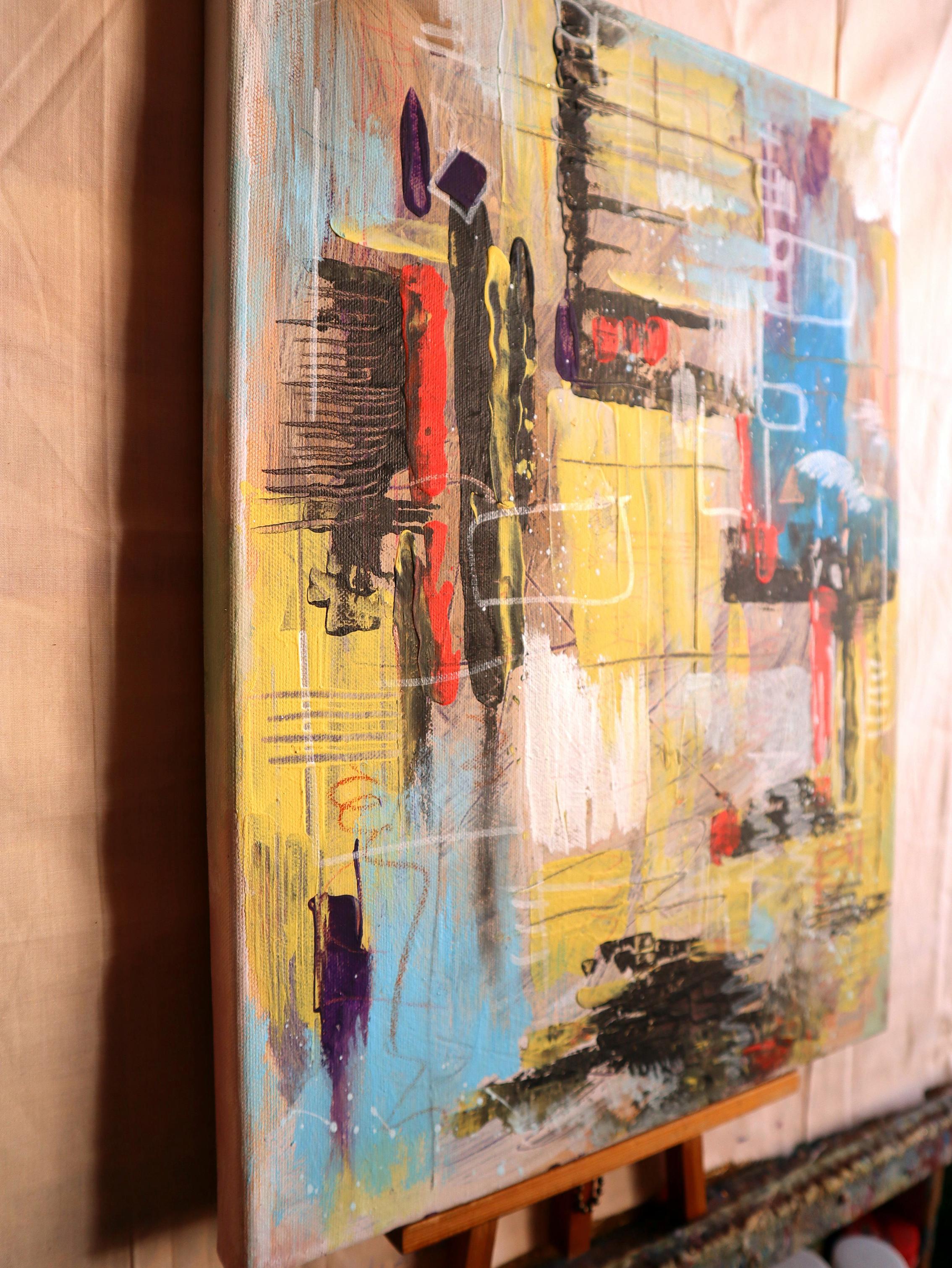 The City After the Rain. Abstraktes Originalgemälde im Angebot 3