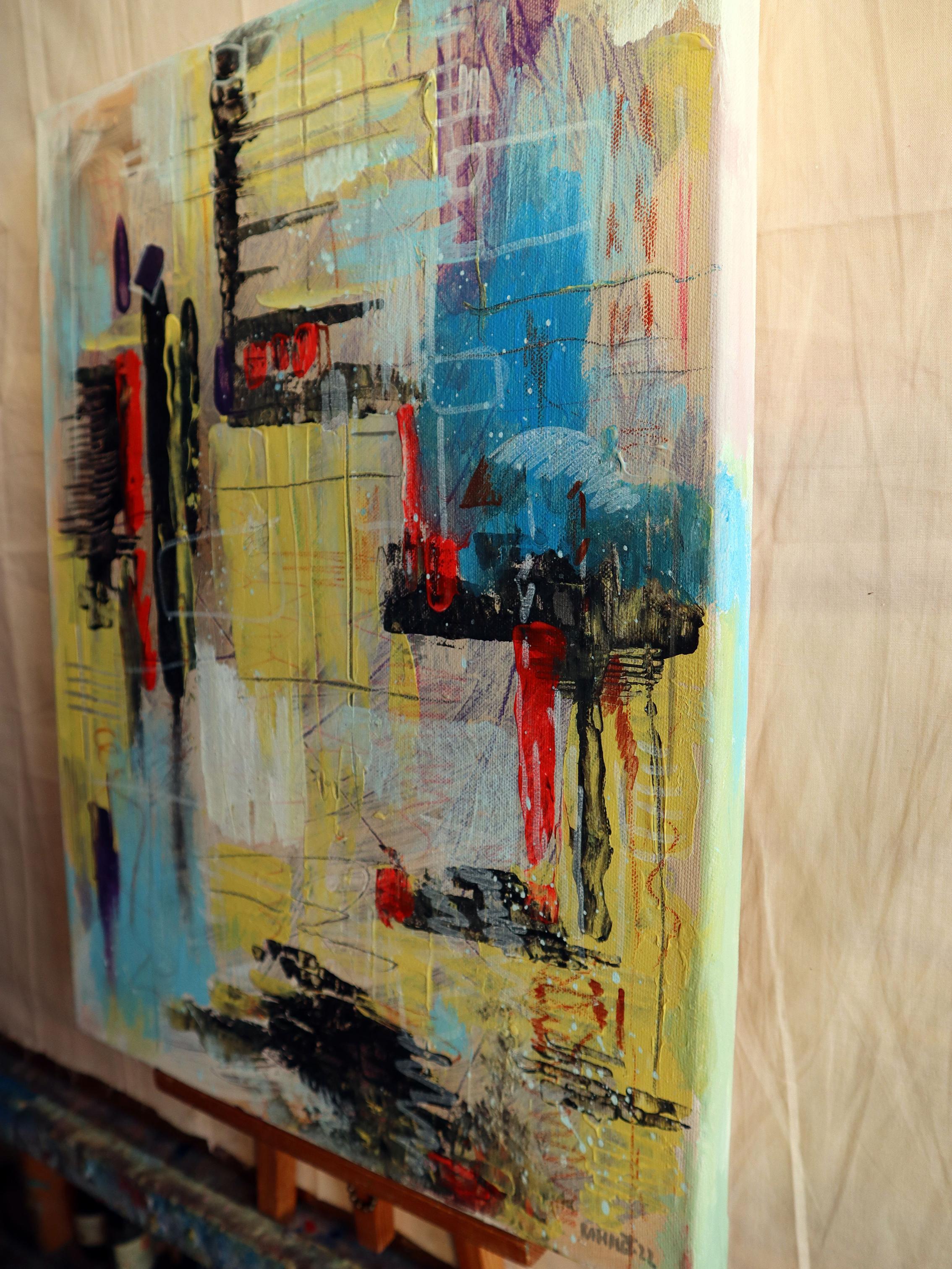 The City After the Rain. Abstraktes Originalgemälde im Angebot 4