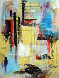 La città dopo la pioggia. Pittura originale astratta