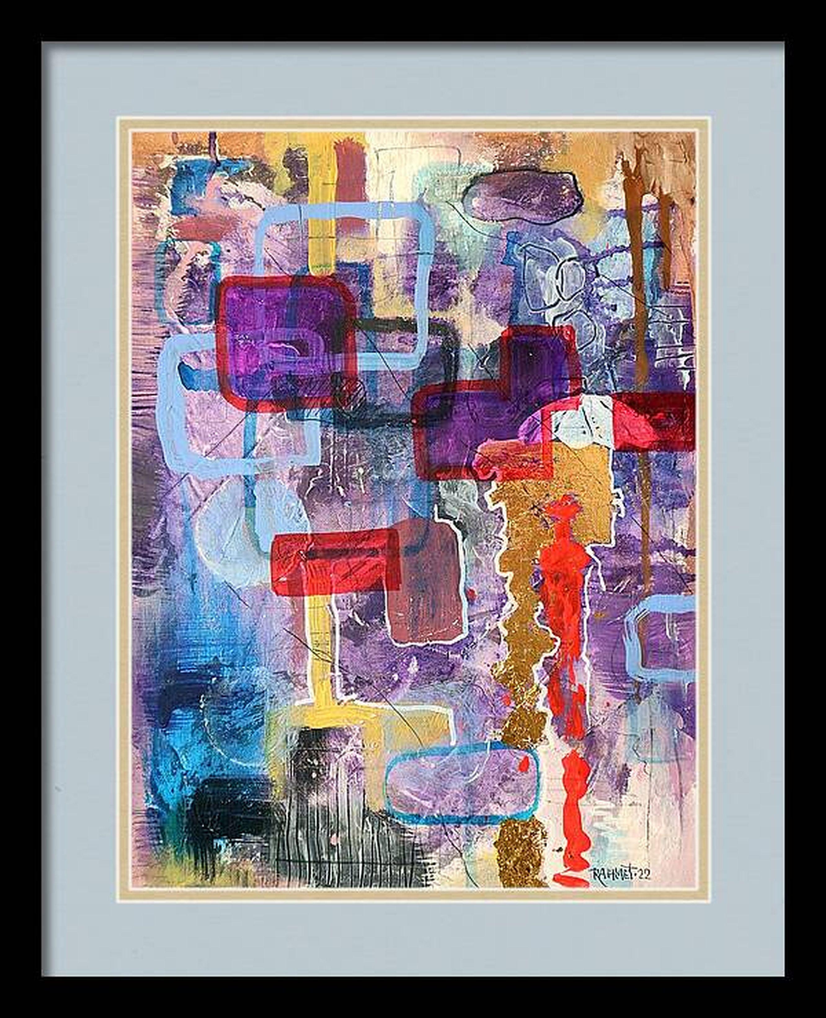 Stadt und Licht. Abstraktes Originalgemälde (Grau), Abstract Painting, von RAKHMET REDZHEPOV (RAMZI)