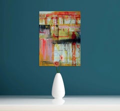 City and Rain. Abstract original painting