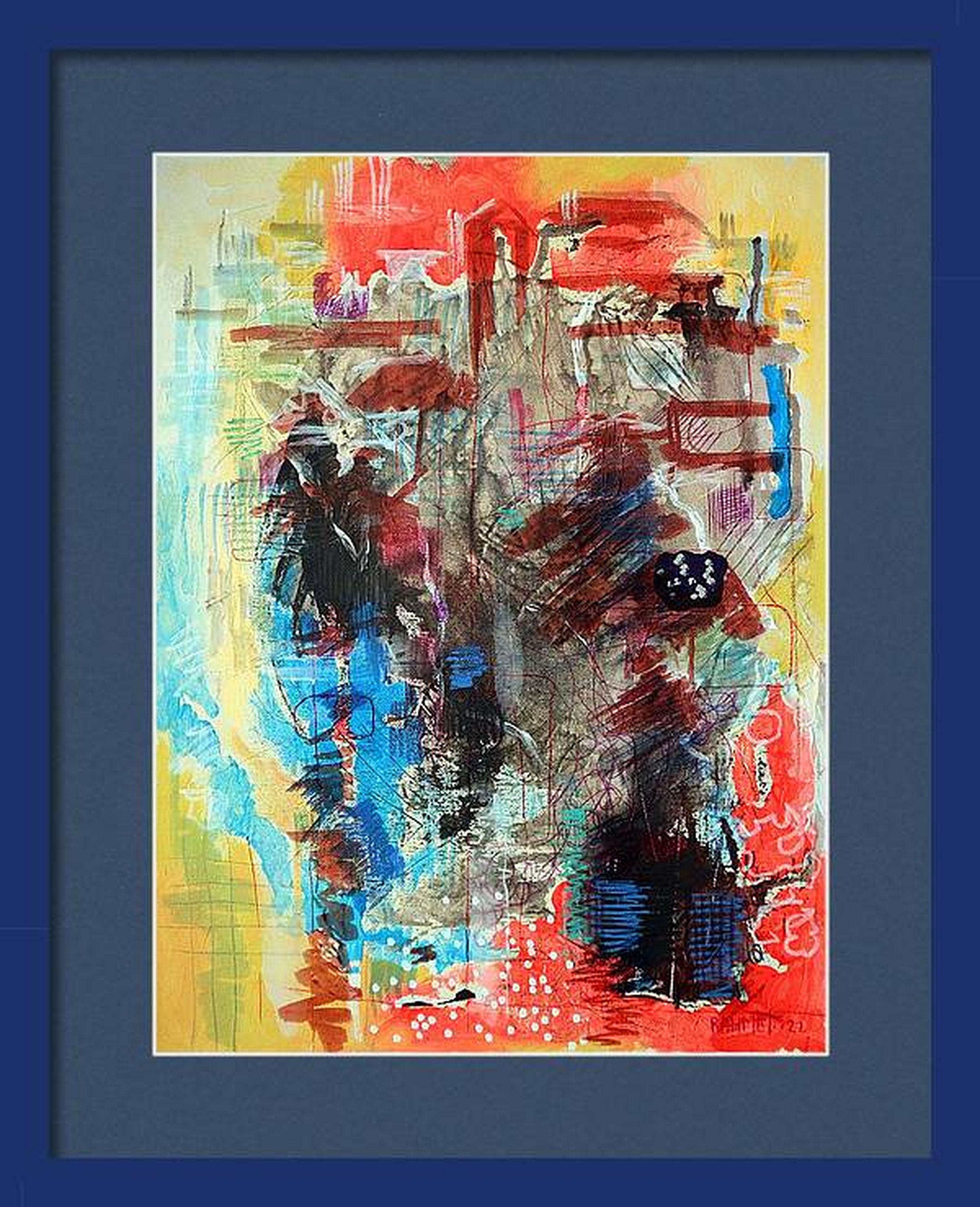 In meinen Werken habe ich Acryl, Öl und Buntstifte miteinander kombiniert, um die geschäftige Lebendigkeit des städtischen Lebens darzustellen. Abstrakte Striche und impressionistische Schnörkel treffen aufeinander und bringen die chaotische