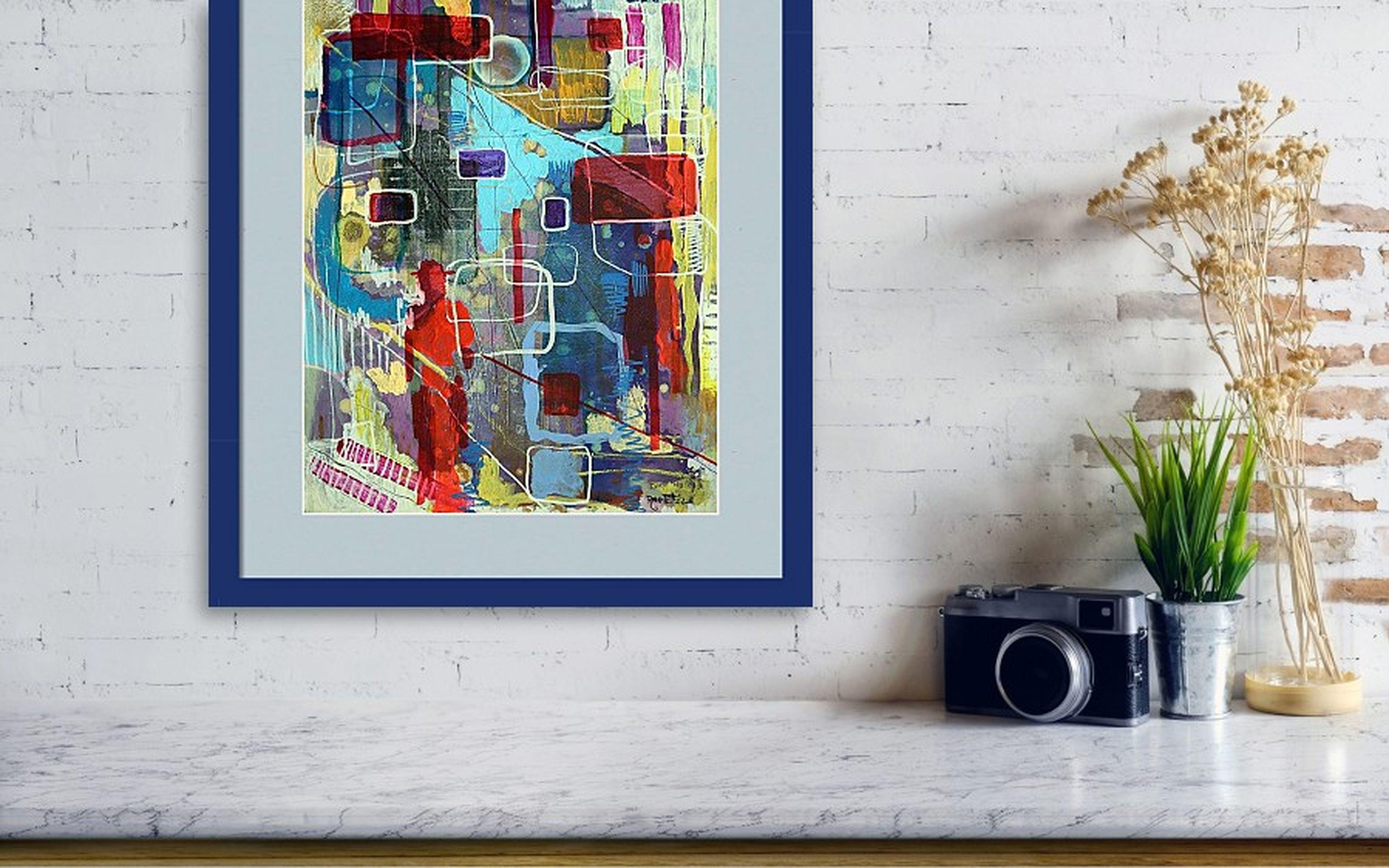 City Light. Abstraktes Originalgemälde (Grau), Abstract Painting, von RAKHMET REDZHEPOV (RAMZI)