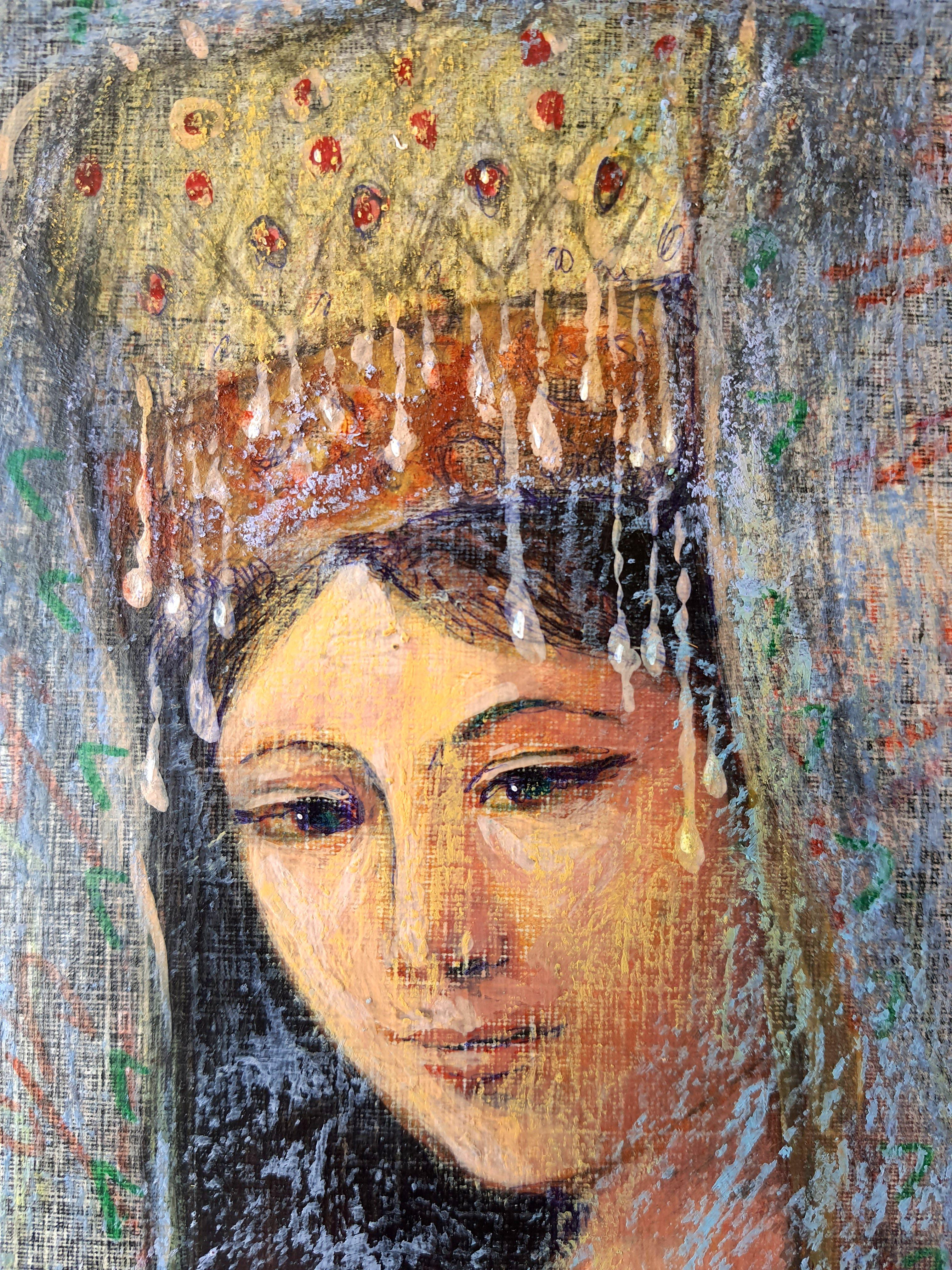 Columba. Originalgemälde (Grau), Figurative Painting, von RAKHMET REDZHEPOV (RAMZI)
