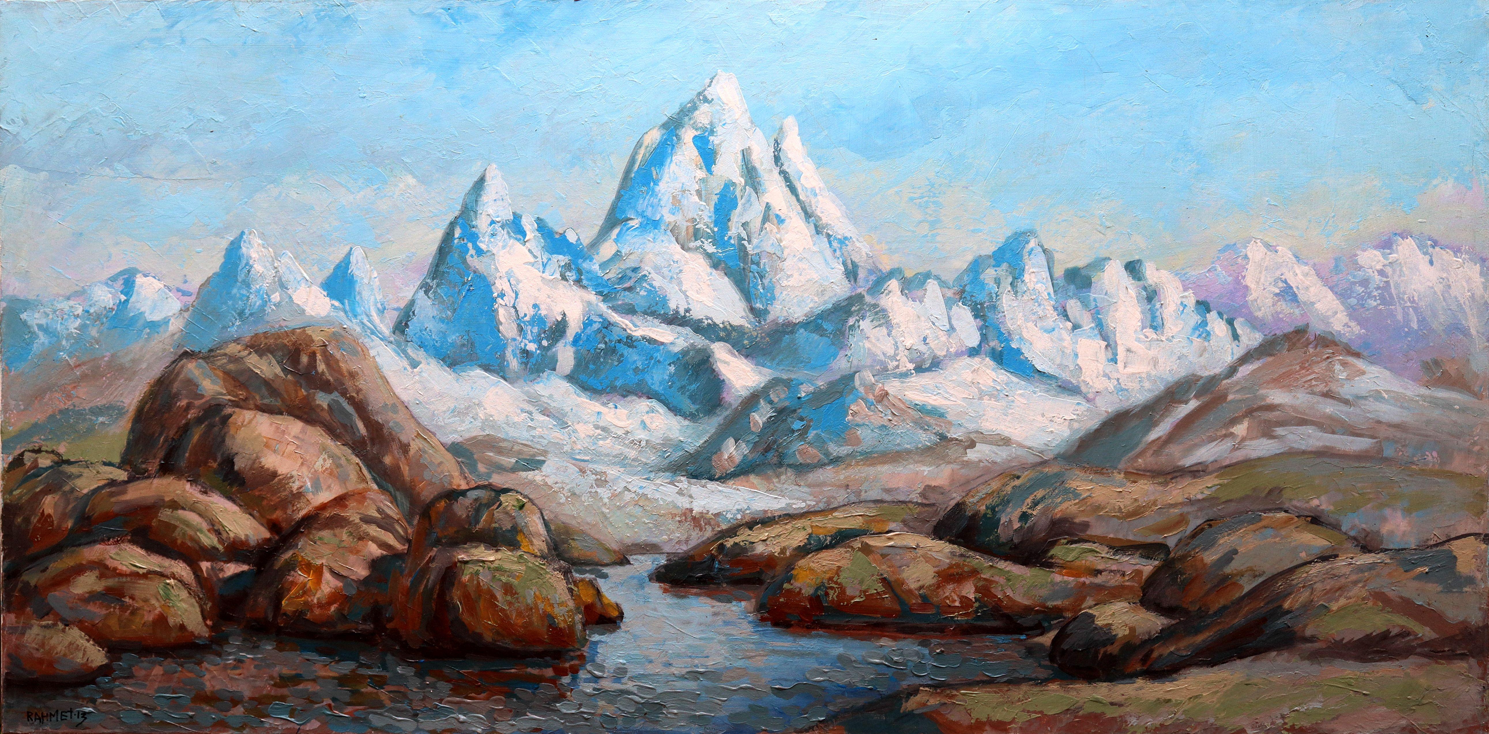 Crystal Peaks: (SPACES-Serie) Leinwand, Öl, Acryl, 60 × 120 cm