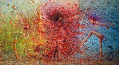 "Dance of the Enchantresses" Triptych, Acrylic Oil on linen Canvas, 150x270cm.