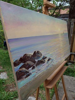Amanecer en el mar: (Serie SPACES) Lienzo, Óleo, Acrílico, 60x120 cm