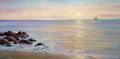 Amanecer en el mar: (Serie SPACES) Lienzo, Óleo, Acrílico, 60x120 cm