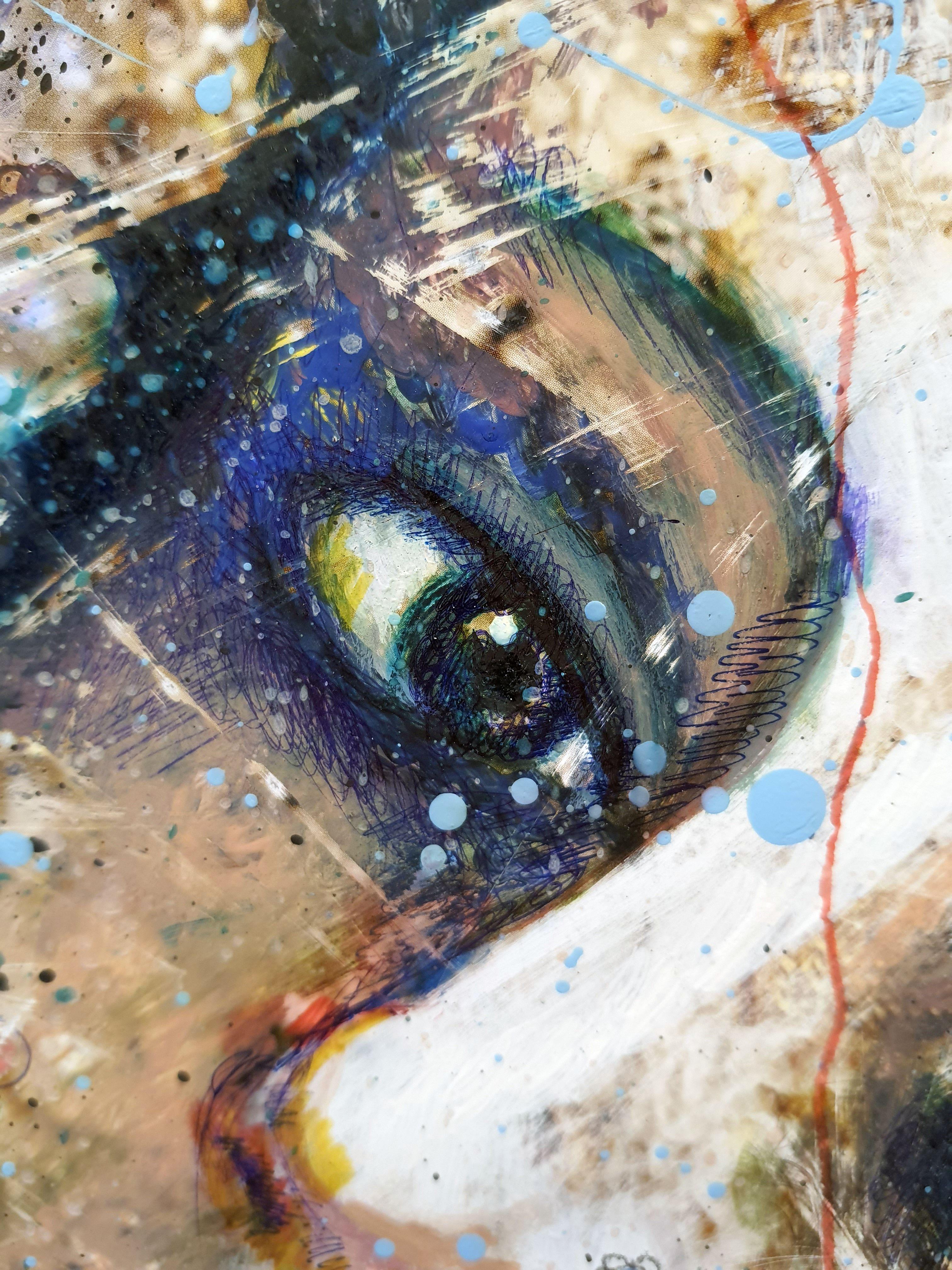 Sie erhalten es gerollt, in einer Tube.
In dieser Zeichnung habe ich mit Pastellkreide und Stift einen Teppich aus Emotionen gewoben, der die Farben durch expressionistische und impressionistische Striche lebhaft über die Leinwand tanzen lässt. Die