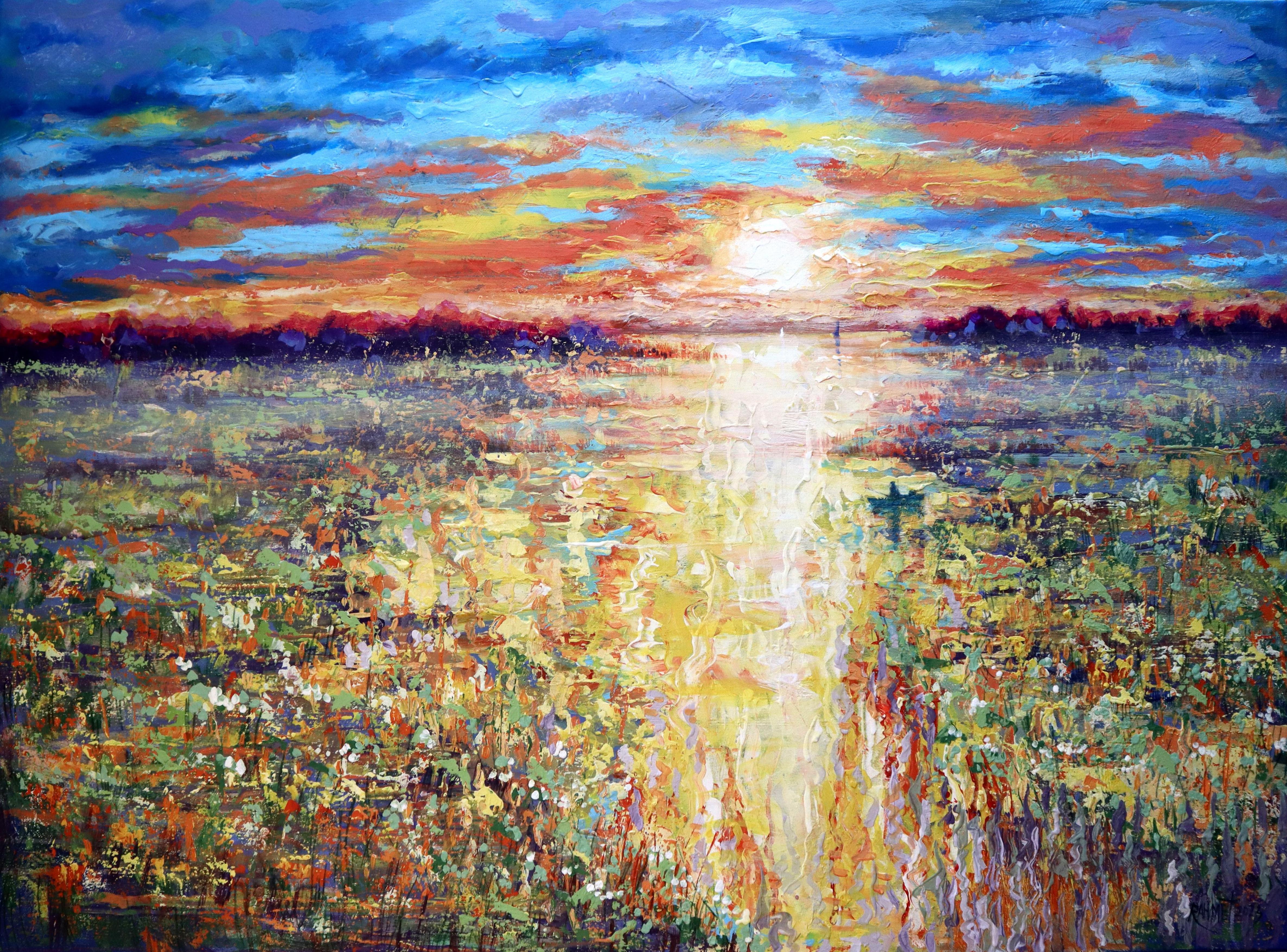 RAKHMET REDZHEPOV (RAMZI) Landscape Painting - Early Morning on the River