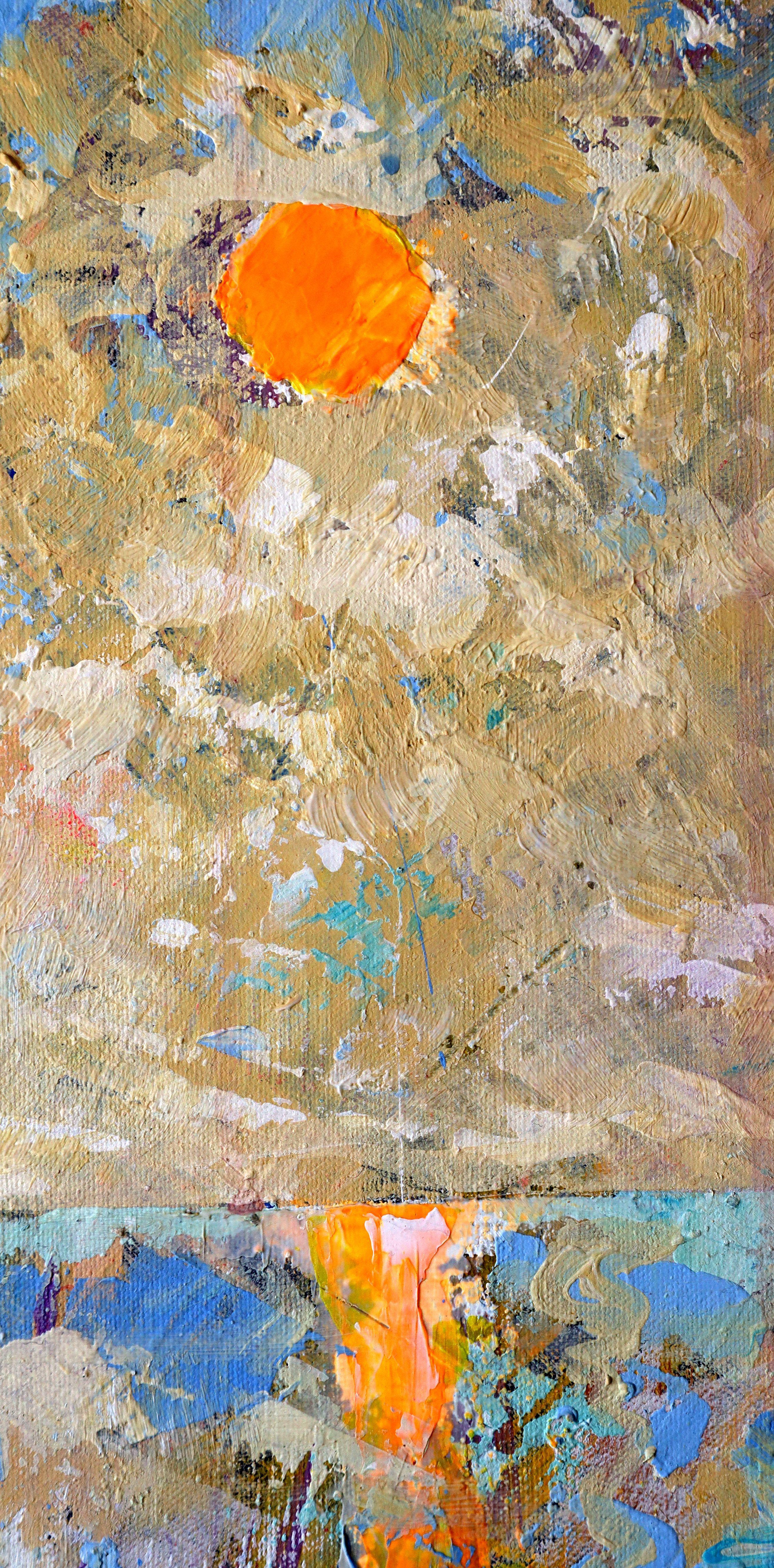 In diesem Gemälde habe ich die rohen Emotionen des Expressionismus, die sanfte Note des Impressionismus und die geerdete Realität des Realismus vermischt. Durch den Tanz von Acryl und Öl wollte ich die flüchtigen und doch tiefgreifenden Momente der