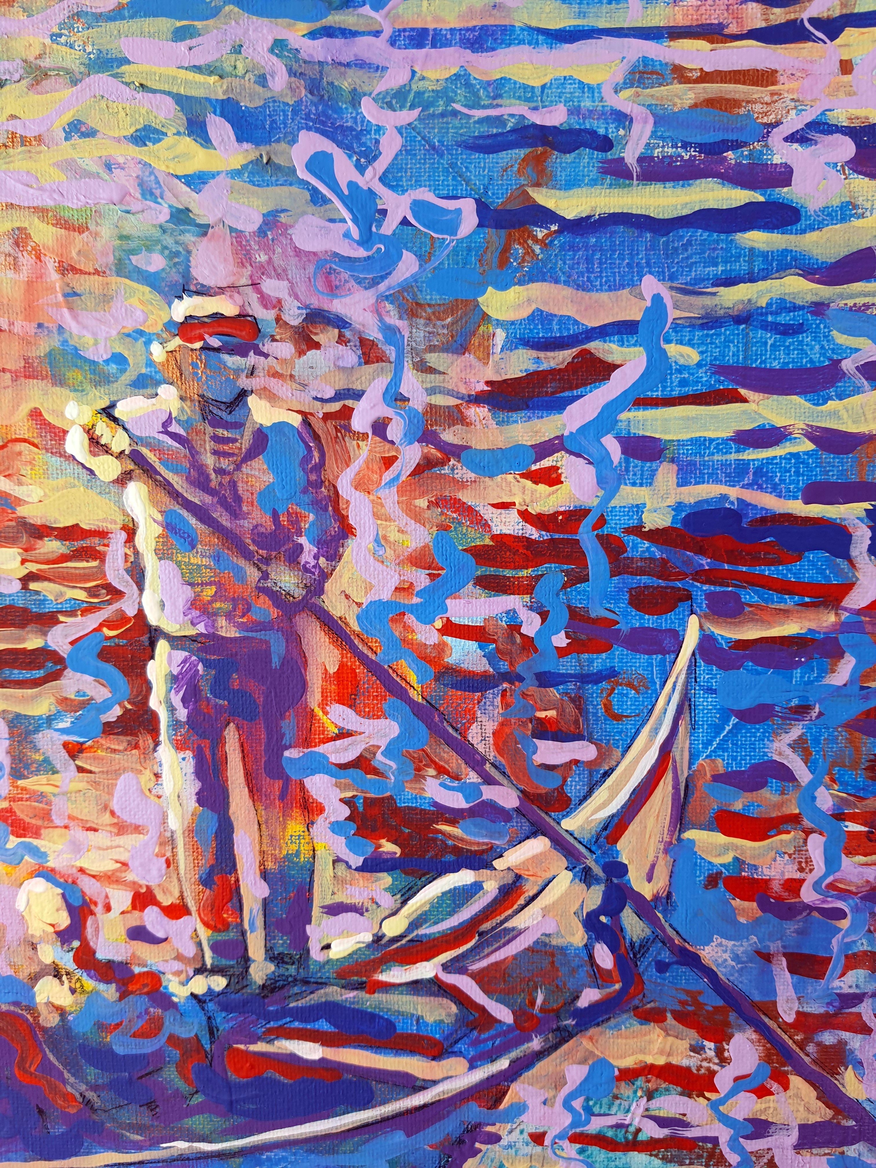 La vita quotidiana dei gondolieri - Painting di RAKHMET REDZHEPOV (RAMZI)