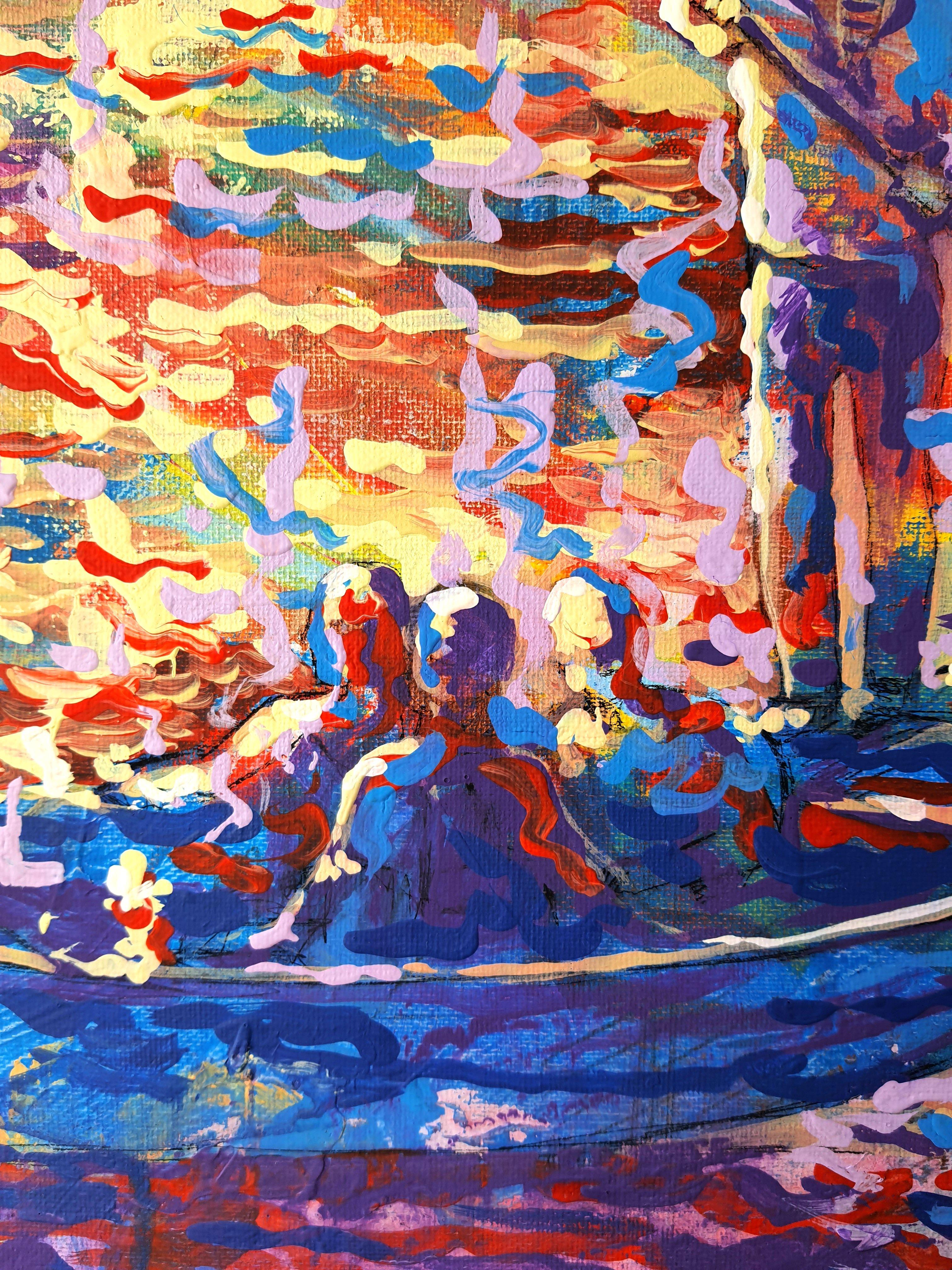 La vita quotidiana dei gondolieri - Painting Impressionismo di RAKHMET REDZHEPOV (RAMZI)