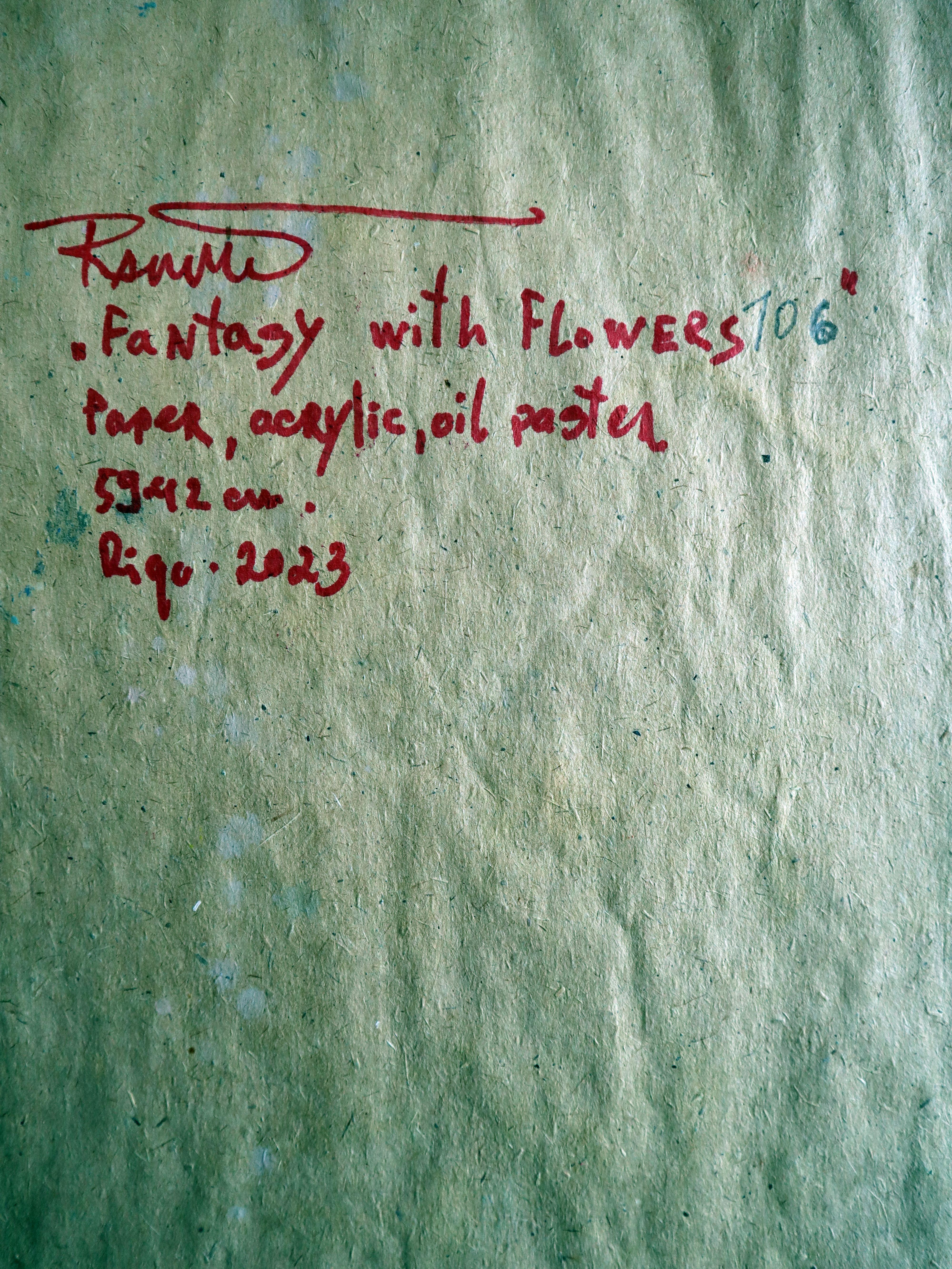 Fanasy con flores 106 - Abstract Painting Gris de RAKHMET REDZHEPOV (RAMZI)