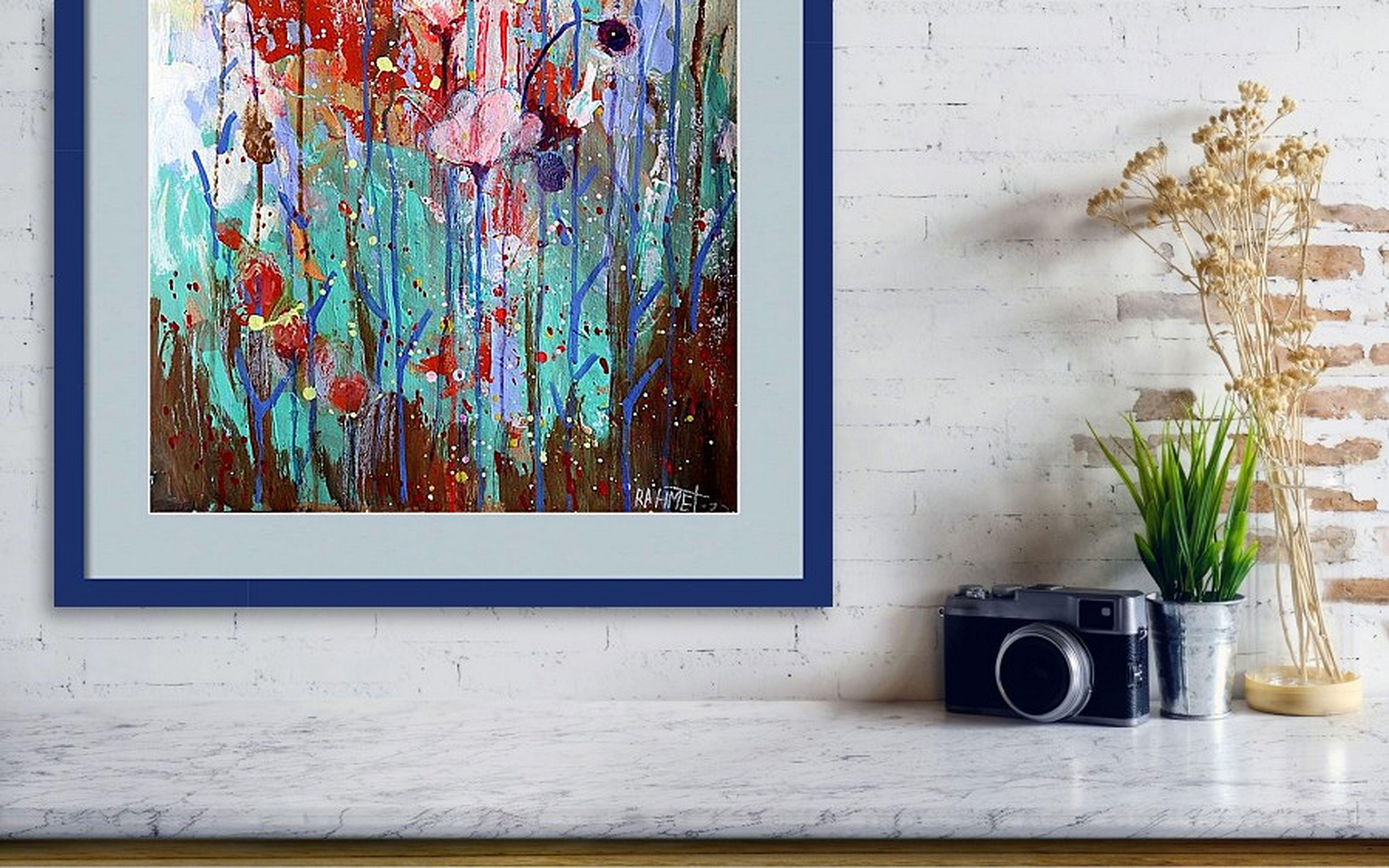 Fanasie mit Blumen 111 (Grau), Interior Painting, von RAKHMET REDZHEPOV (RAMZI)