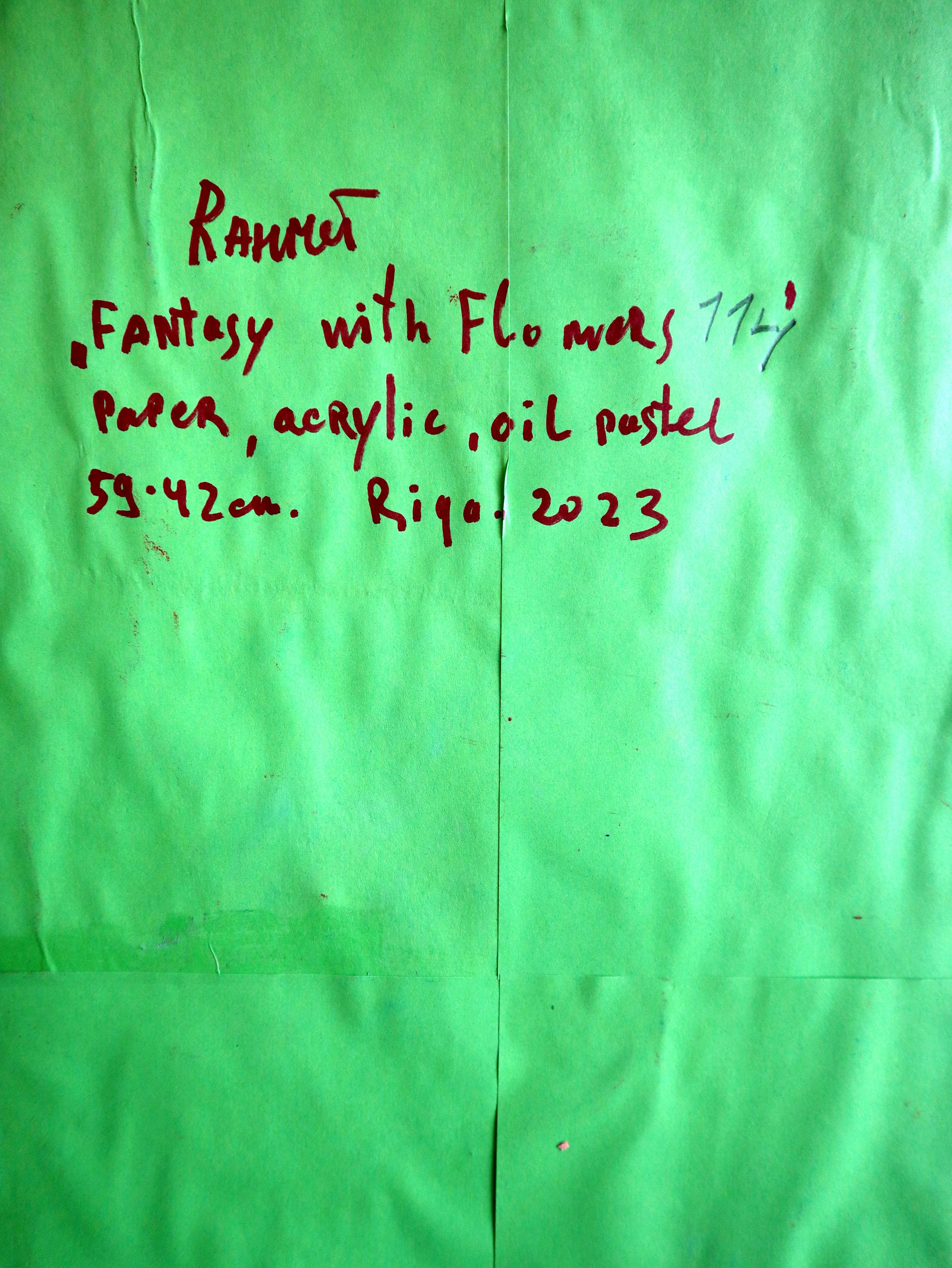 Fantaisie avec des fleurs 114 - Vert Abstract Painting par RAKHMET REDZHEPOV (RAMZI)