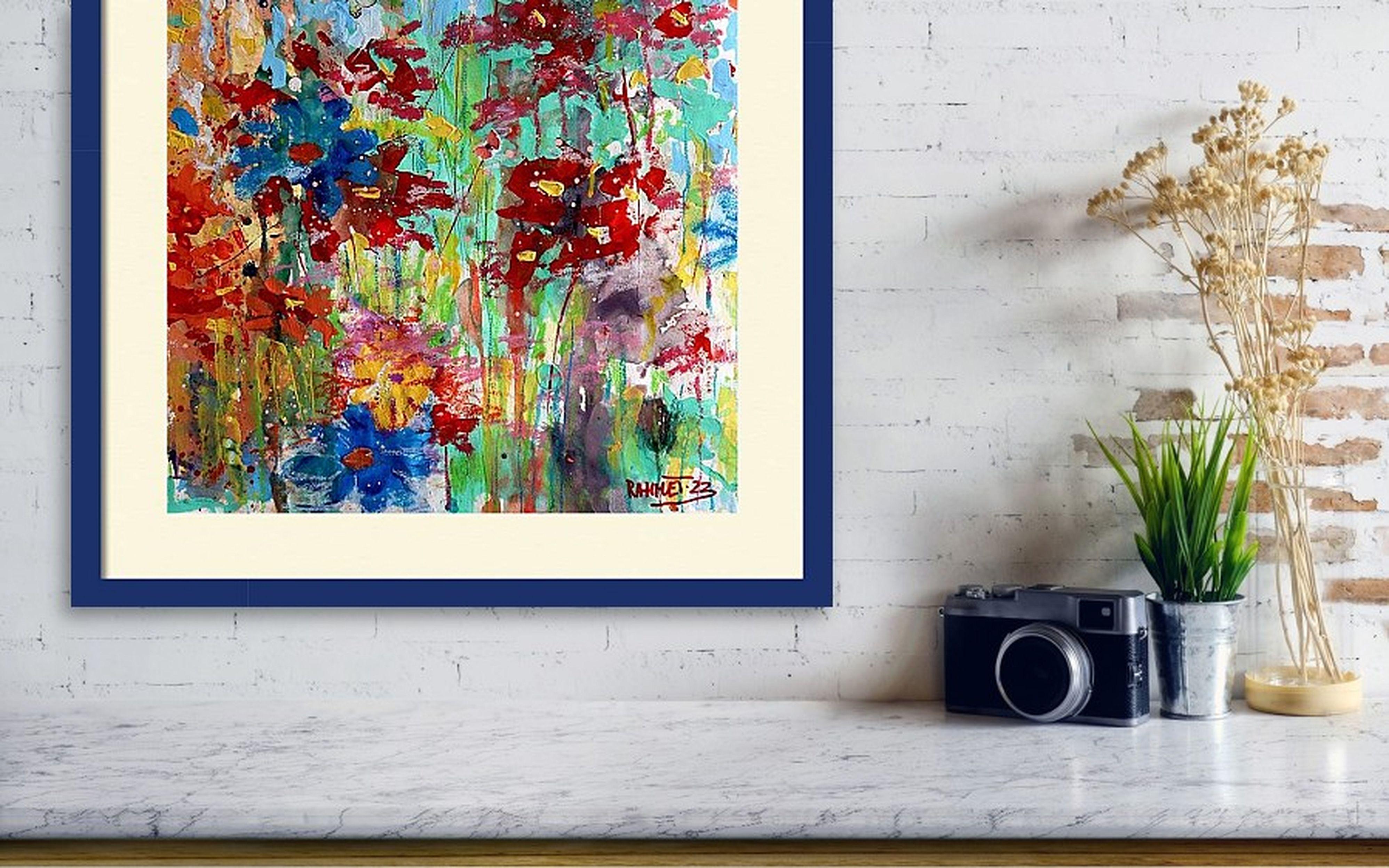 Fanasie mit Blumen 115 (Grau), Interior Painting, von RAKHMET REDZHEPOV (RAMZI)