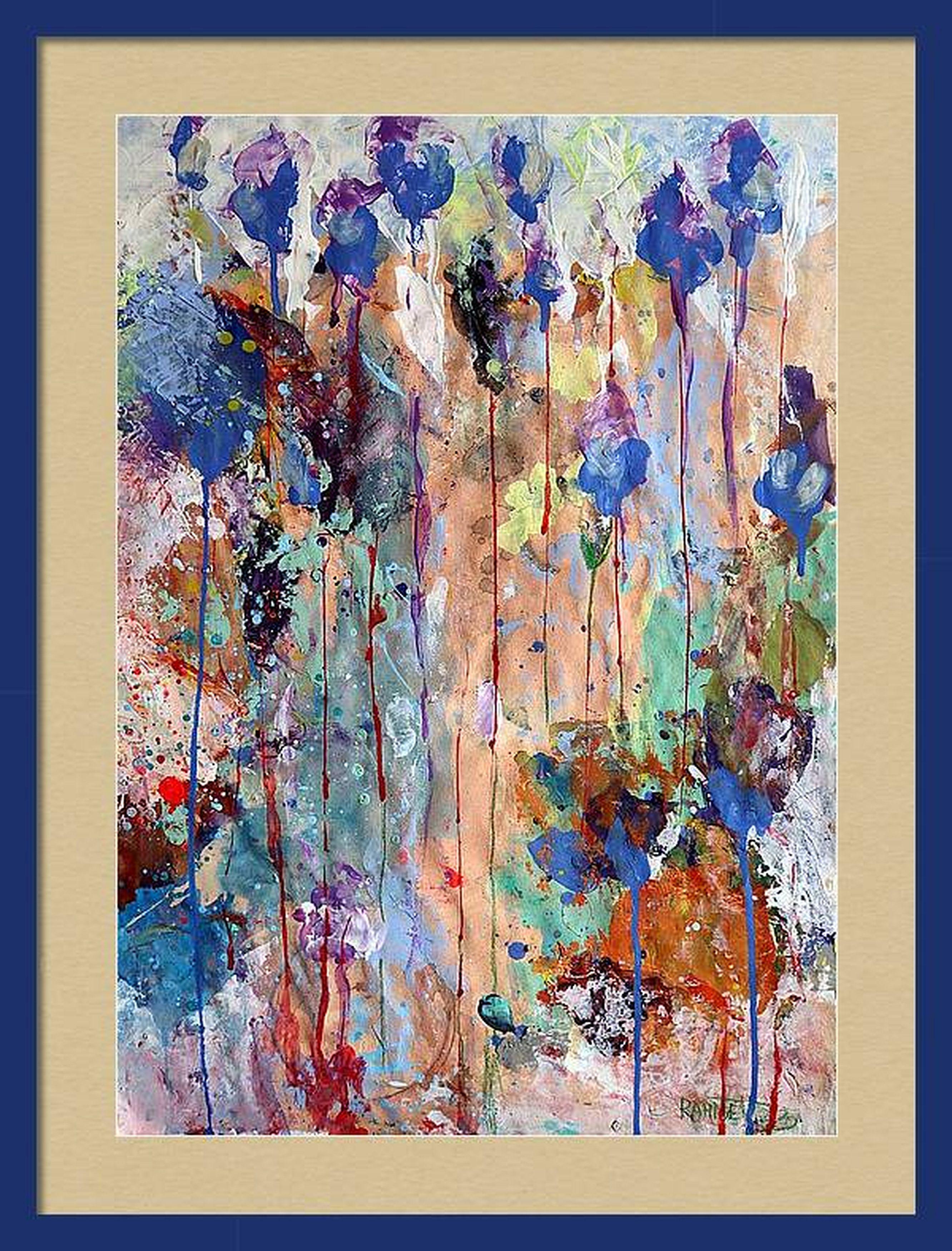 Fanasie mit Blumen 116 (Grau), Abstract Painting, von RAKHMET REDZHEPOV (RAMZI)