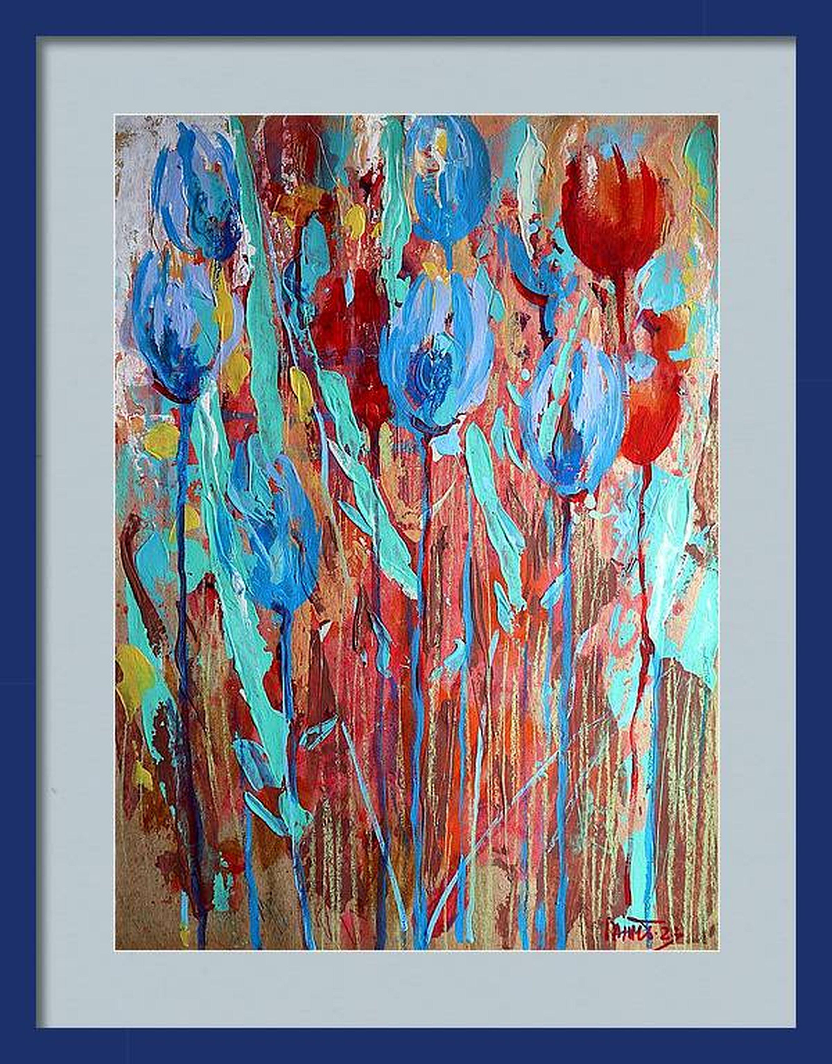 Fanasie mit Blumen 119 (Braun), Abstract Painting, von RAKHMET REDZHEPOV (RAMZI)