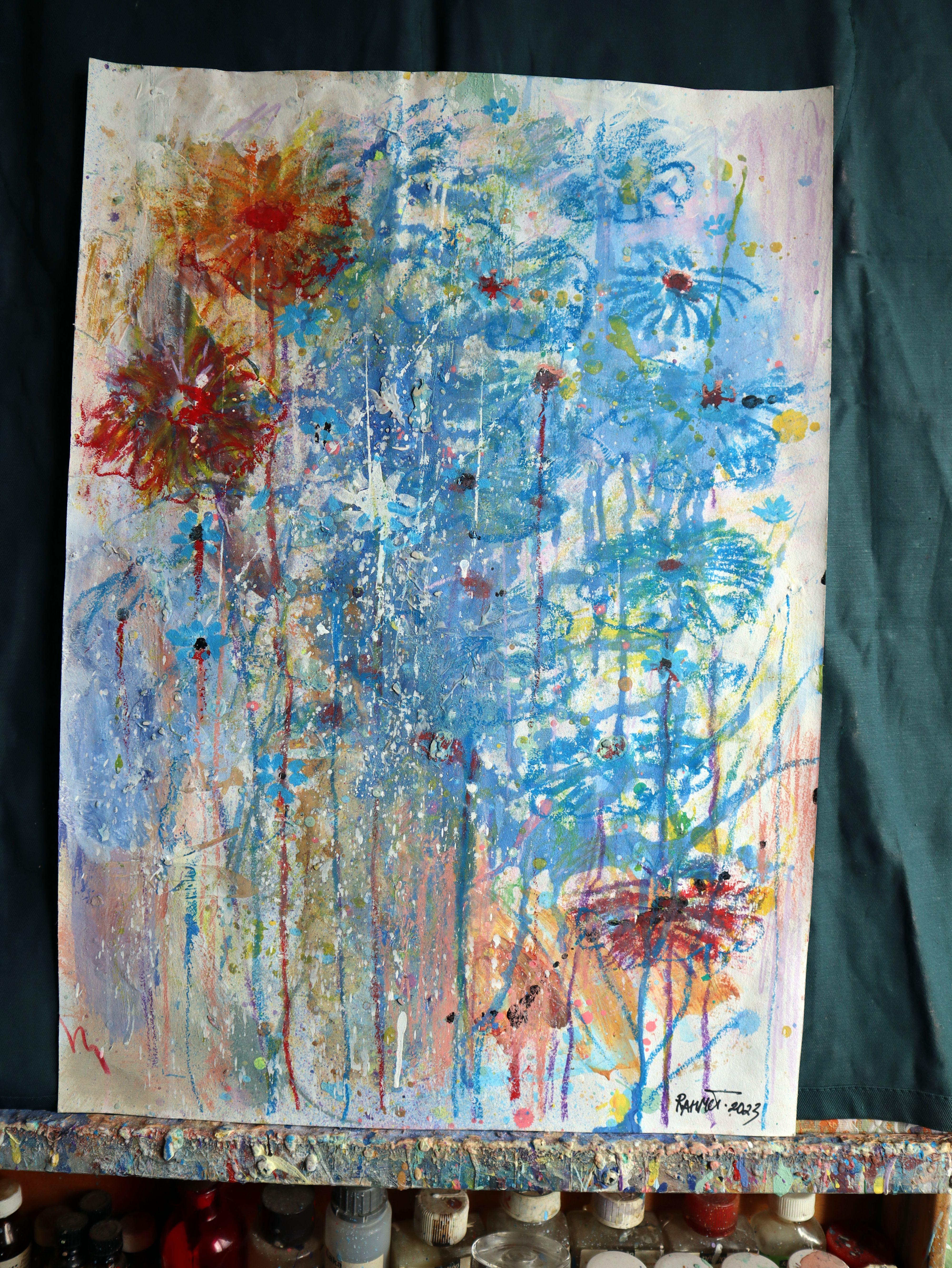 Fanasie mit Blumen 126 (Grau), Interior Painting, von RAKHMET REDZHEPOV (RAMZI)