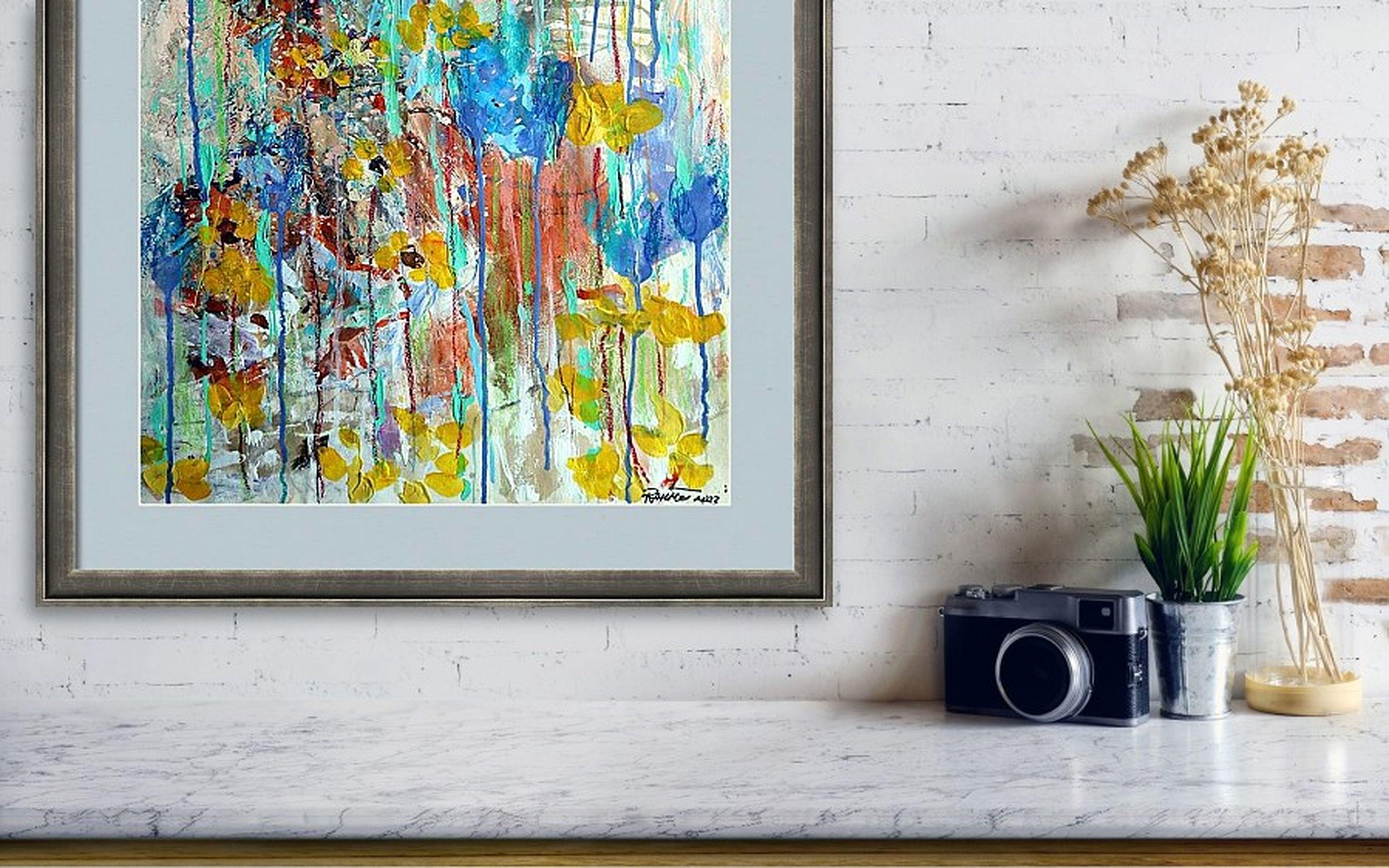 Fantaisie avec des fleurs 127 - Marron Abstract Painting par RAKHMET REDZHEPOV (RAMZI)