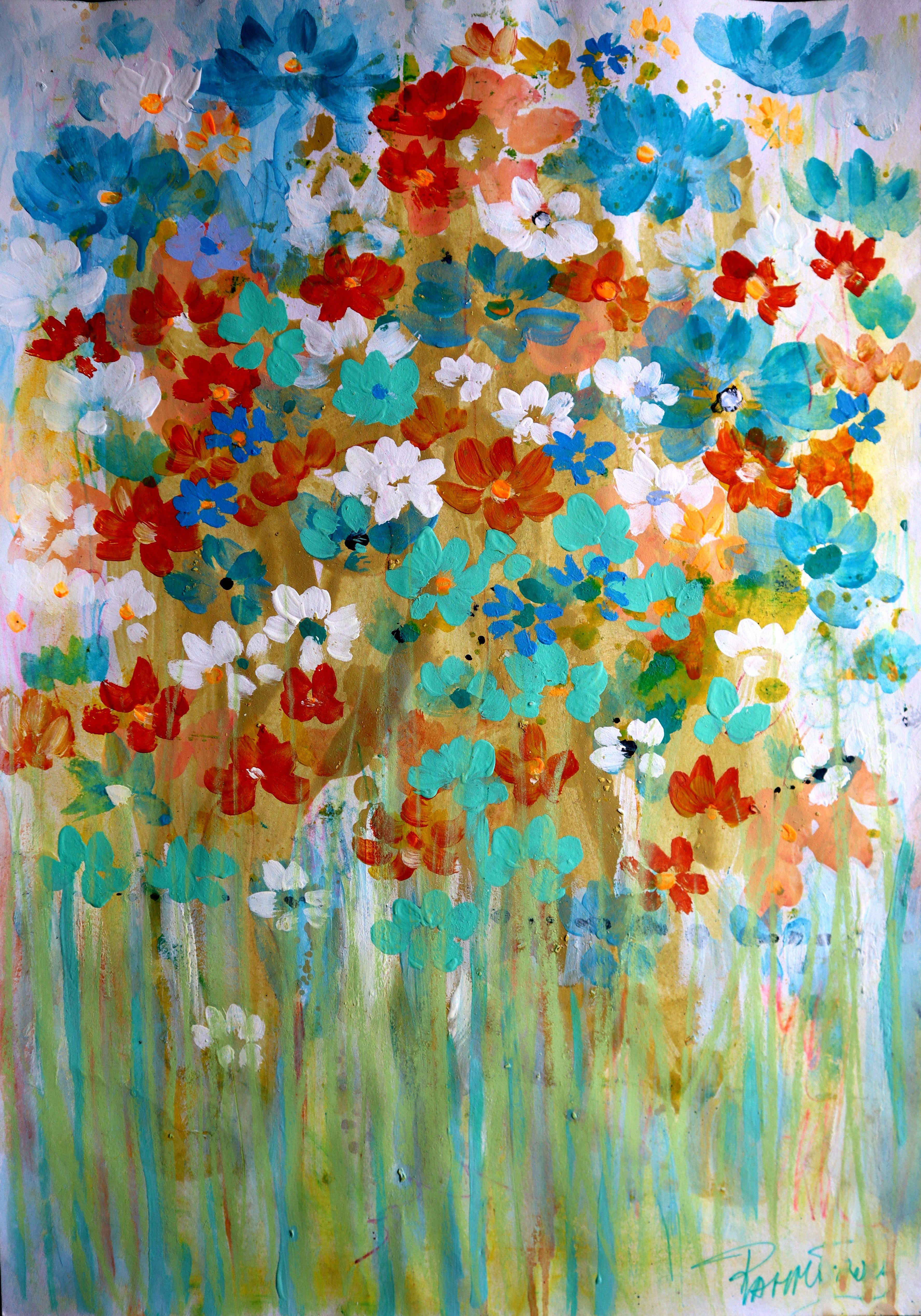 RAKHMET REDZHEPOV (RAMZI) Abstract Painting – Fanasie mit Blumen 129