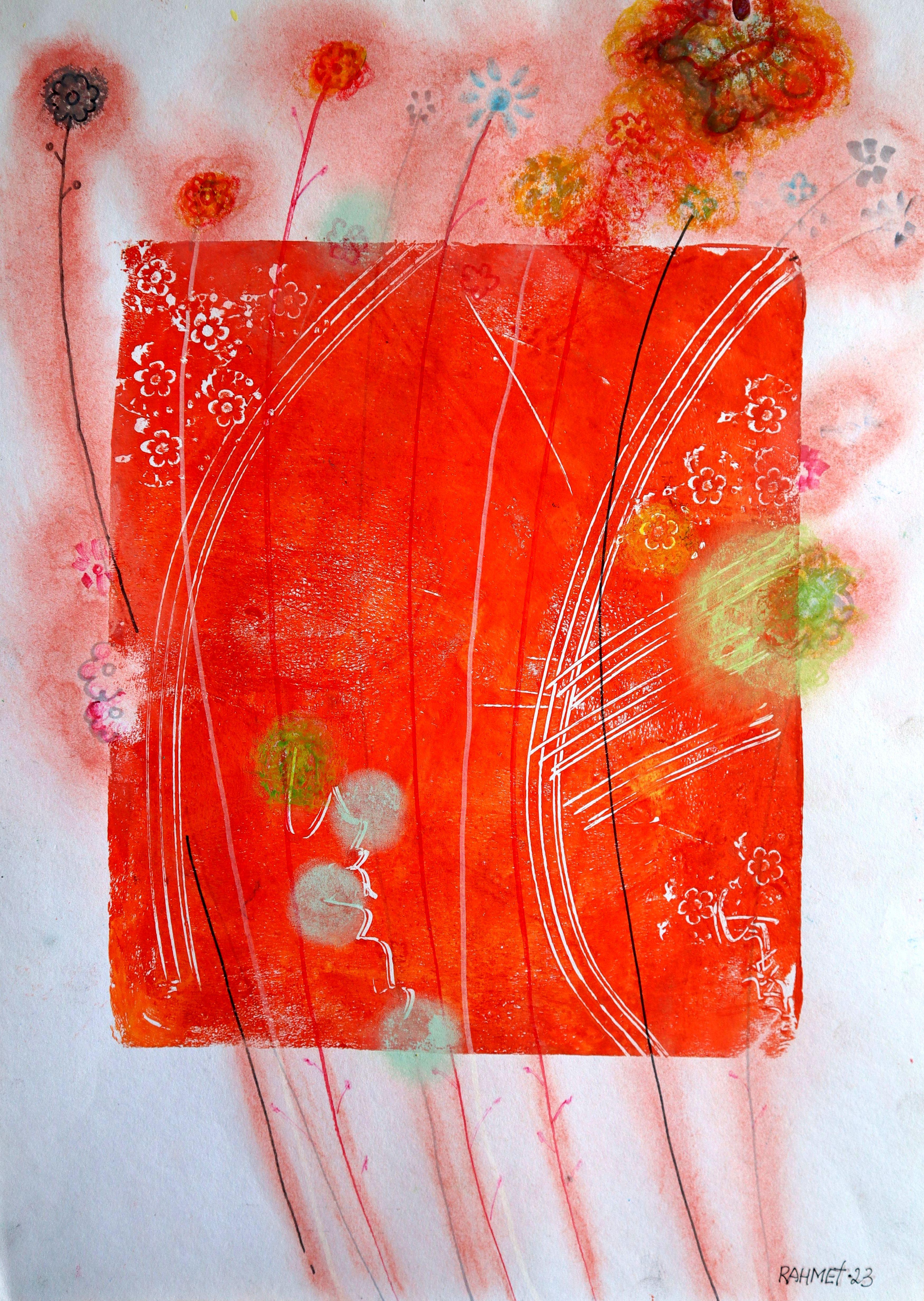 RAKHMET REDZHEPOV (RAMZI) Abstract Painting – Fanasie mit Blumen 134