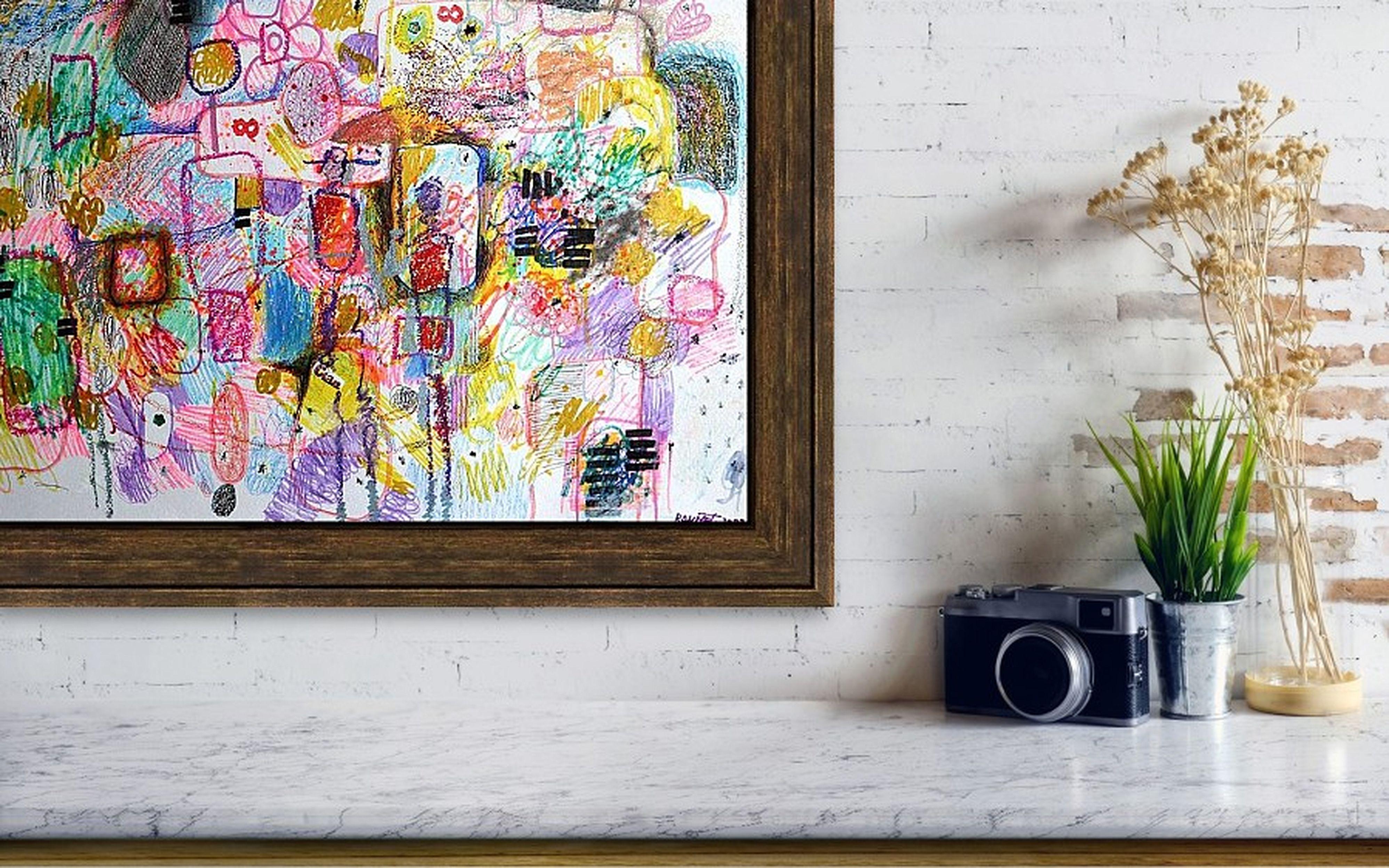 Fanasie mit Blumen 144 (Beige), Interior Painting, von RAKHMET REDZHEPOV (RAMZI)