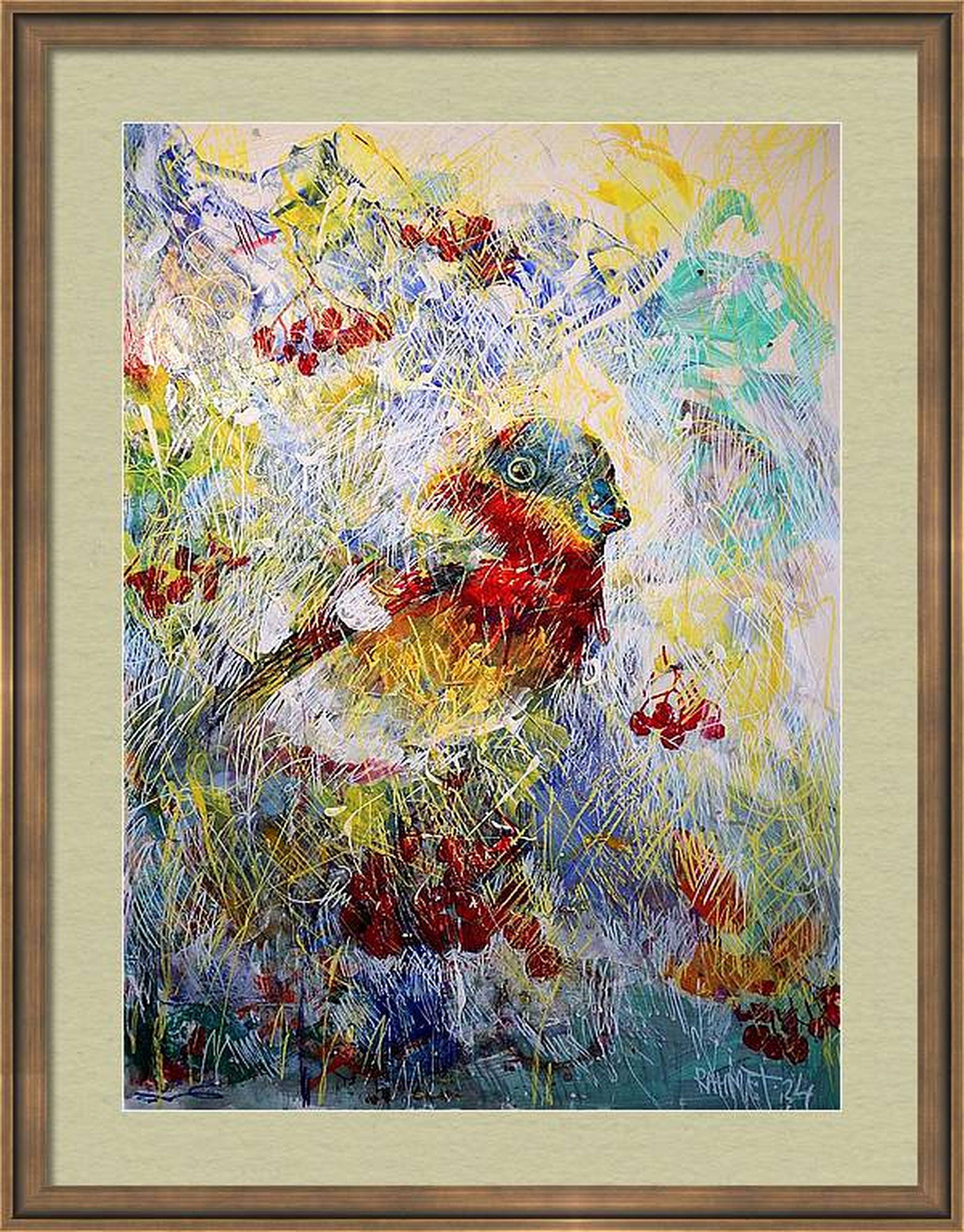 Fanasy with Flowers 155 - Gray Abstract Painting by RAKHMET REDZHEPOV (RAMZI)