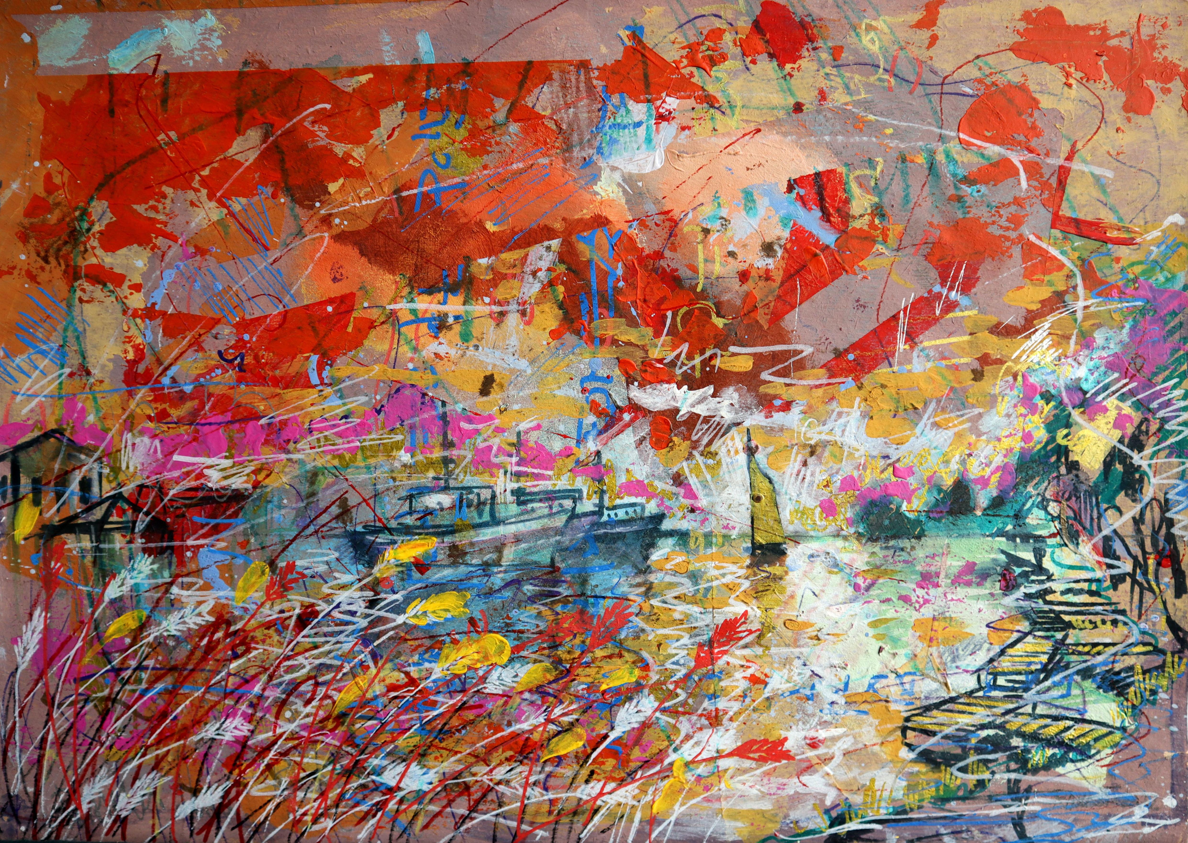 RAKHMET REDZHEPOV (RAMZI) Abstract Painting - Fanasy with Flowers 163