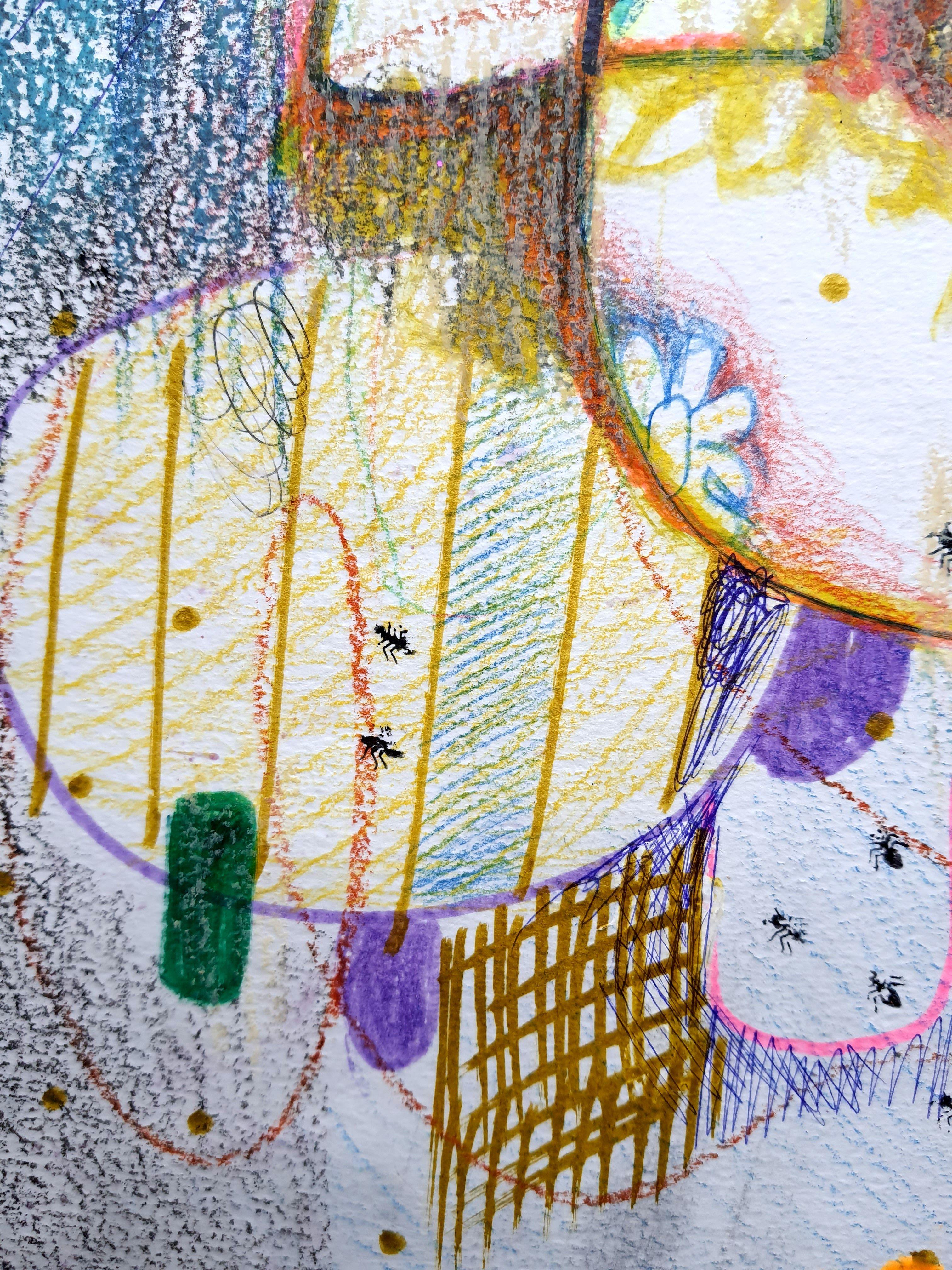 Fanasie mit Blumen 97(Cheshire Cat) (Grau), Abstract Painting, von RAKHMET REDZHEPOV (RAMZI)