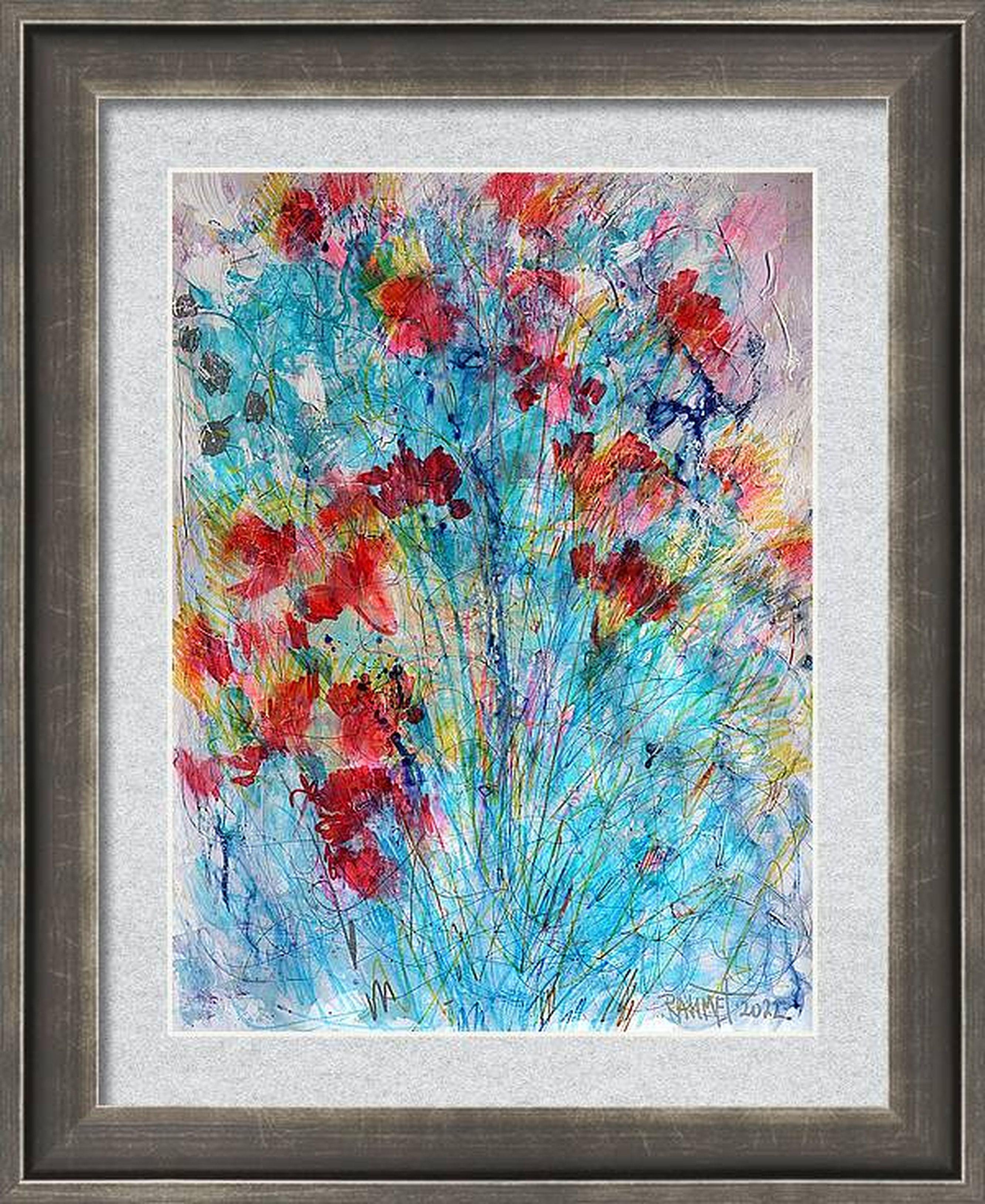 Fantaisie avec des fleurs 11 - Expressionniste Painting par RAKHMET REDZHEPOV (RAMZI)