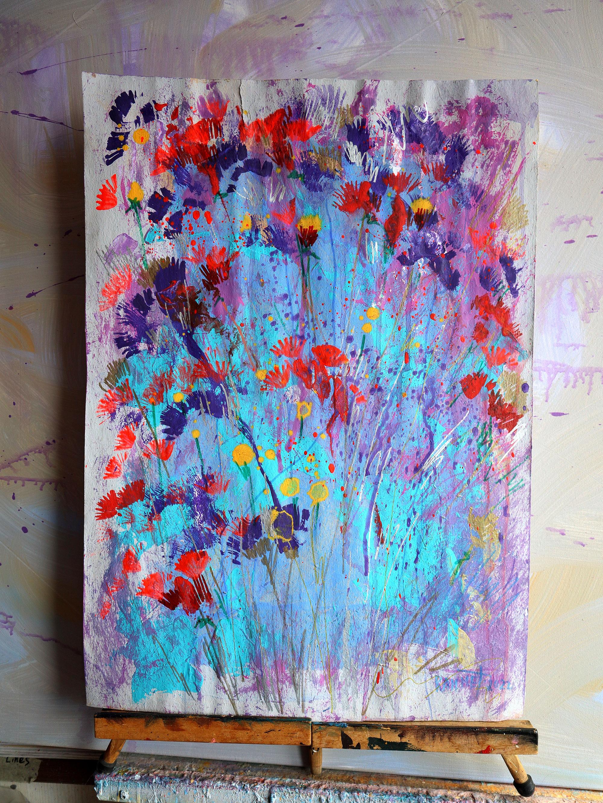 Fantasy with Flowers 16 - Blue Still-Life Painting by RAKHMET REDZHEPOV (RAMZI)