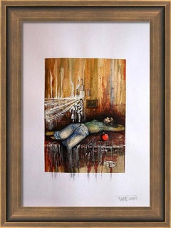 Used "Fantasy with Flowers 191", Mixed Media, paper, 59x42cm, Unframed