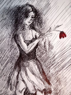 "Fantasia con fiori 192", tecnica mista, carta, 59x42cm, senza cornice