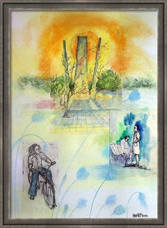 "Fantasy with Flowers 193", Mixed Media, paper, 59x42cm, Unframed