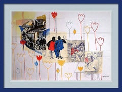 "Fantasy with Flowers 196", Mixed Media, paper, 59x42cm, Unframed