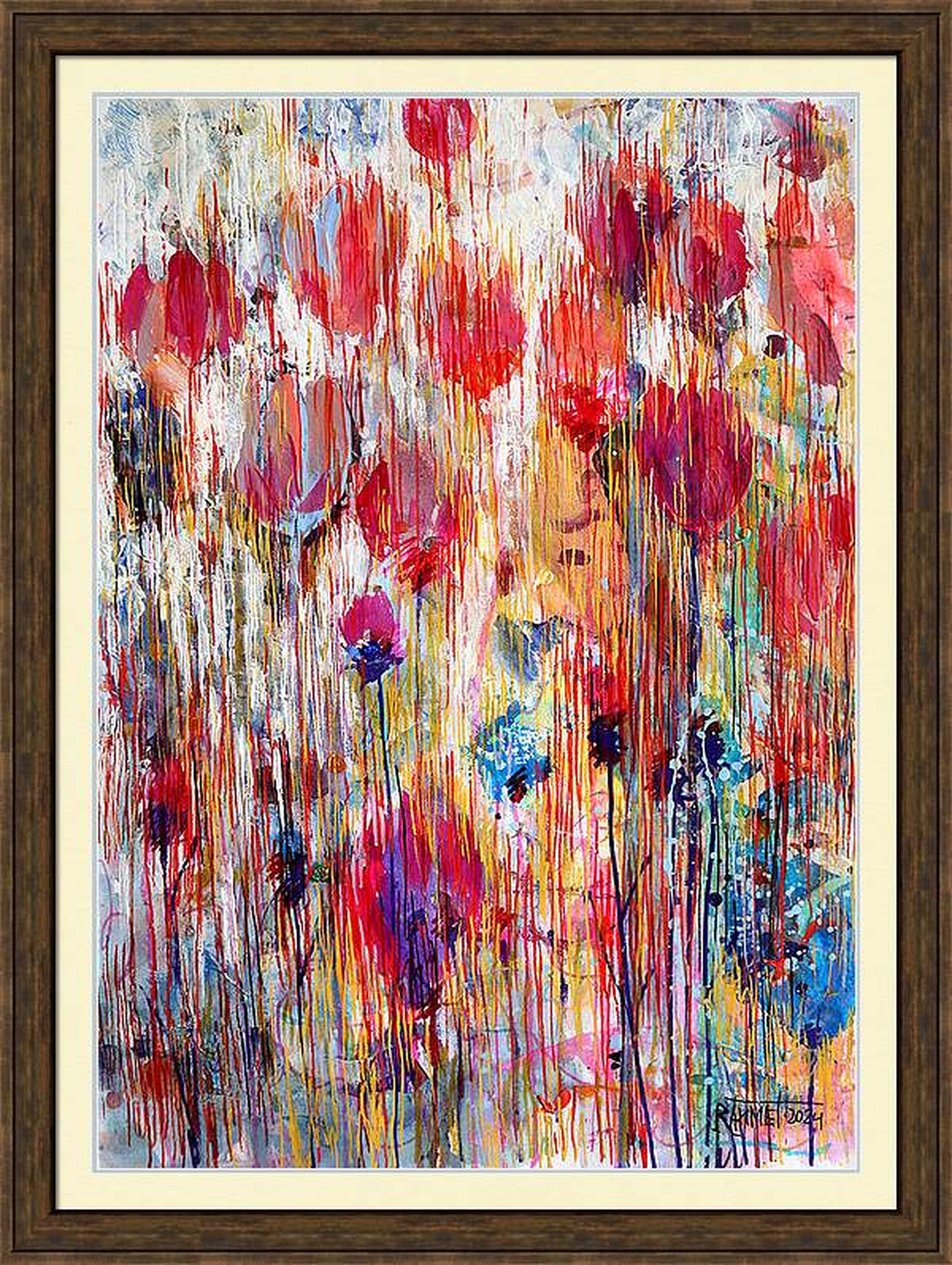 "Fantasie mit Blumen 198", Mischtechnik, Papier, 59x42cm, ungerahmt