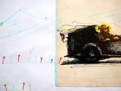 "Fantasía con flores 199", Técnica mixta, papel, 59x42cm, Sin enmarcar