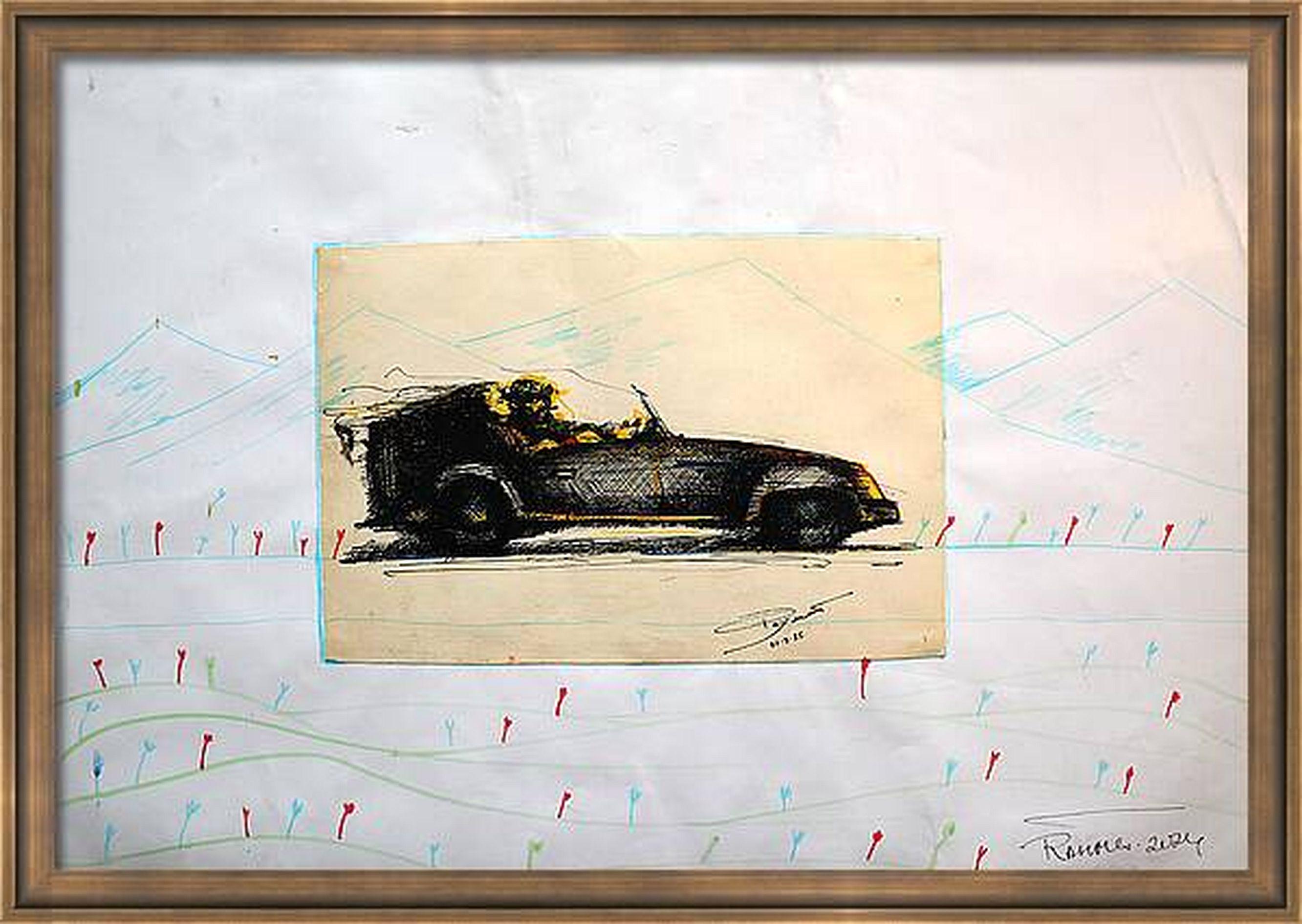 RAKHMET REDZHEPOV (RAMZI) Interior Painting - "Fantasy with Flowers 199", Mixed Media, paper, 59x42cm, Unframed