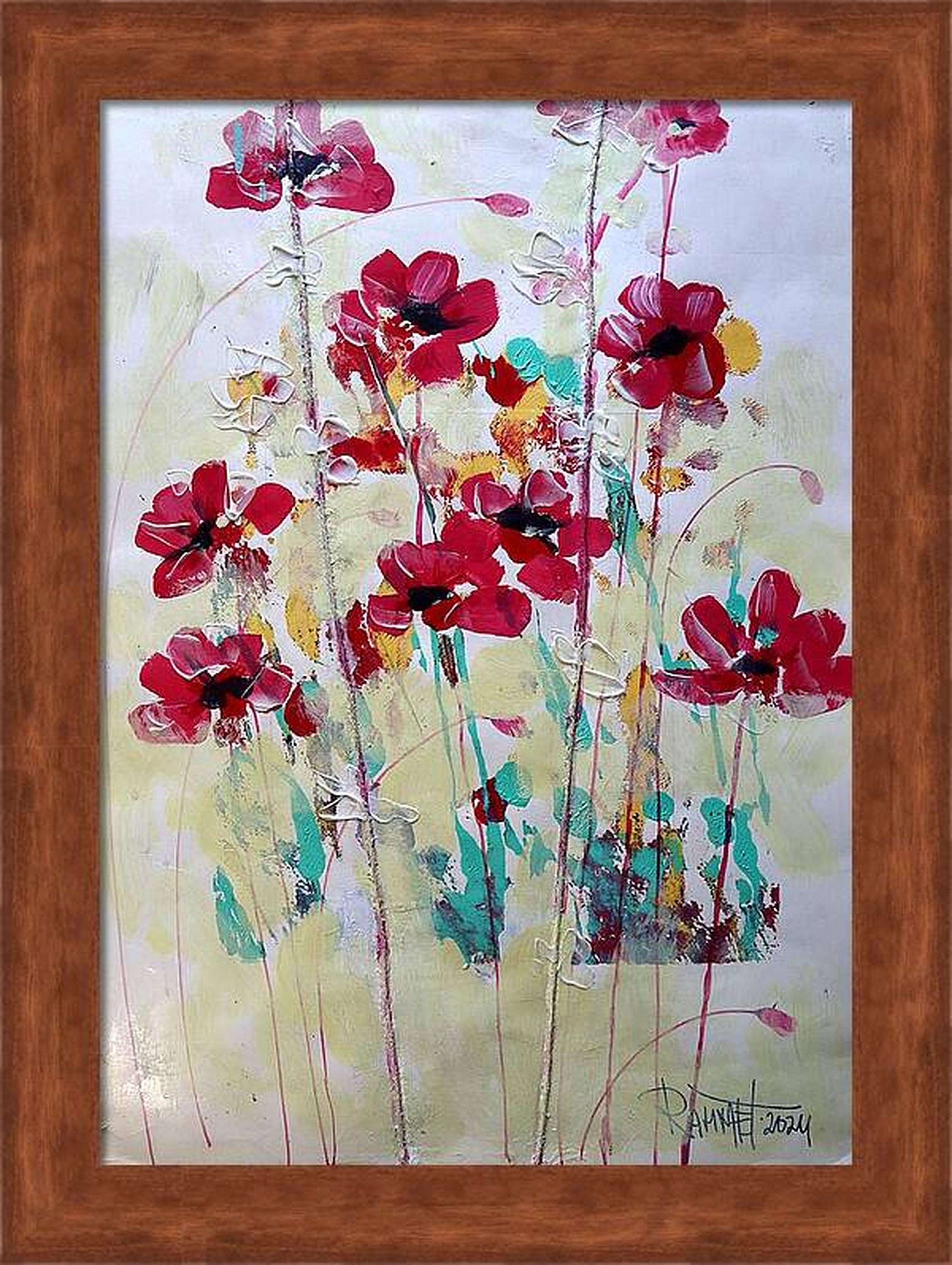 "Fantasie mit Blumen 201", Mischtechnik, Papier, 59x42cm, ungerahmt